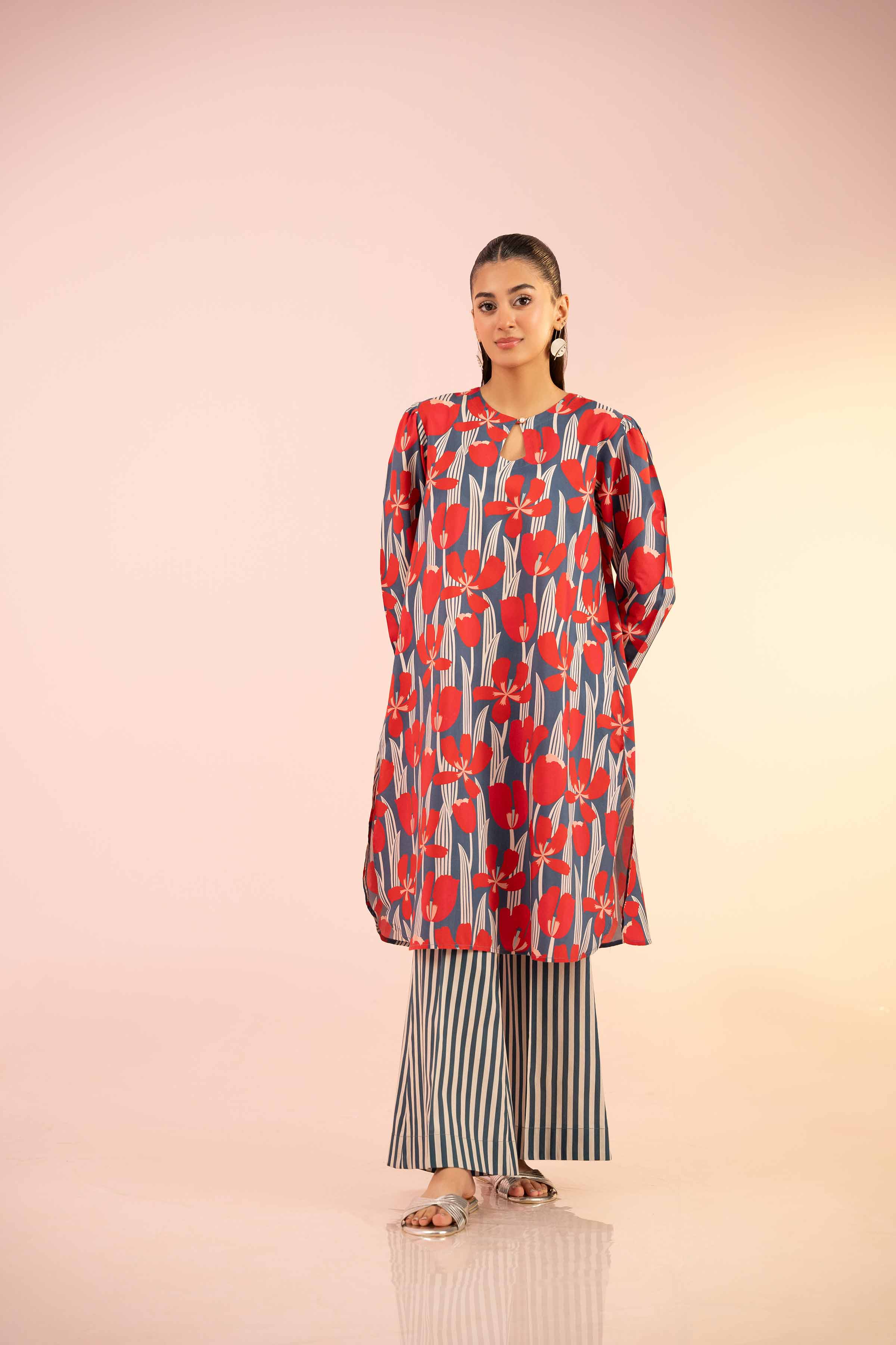 NishatUK - Blue Printed Silk 2-piece ready to wear Dress