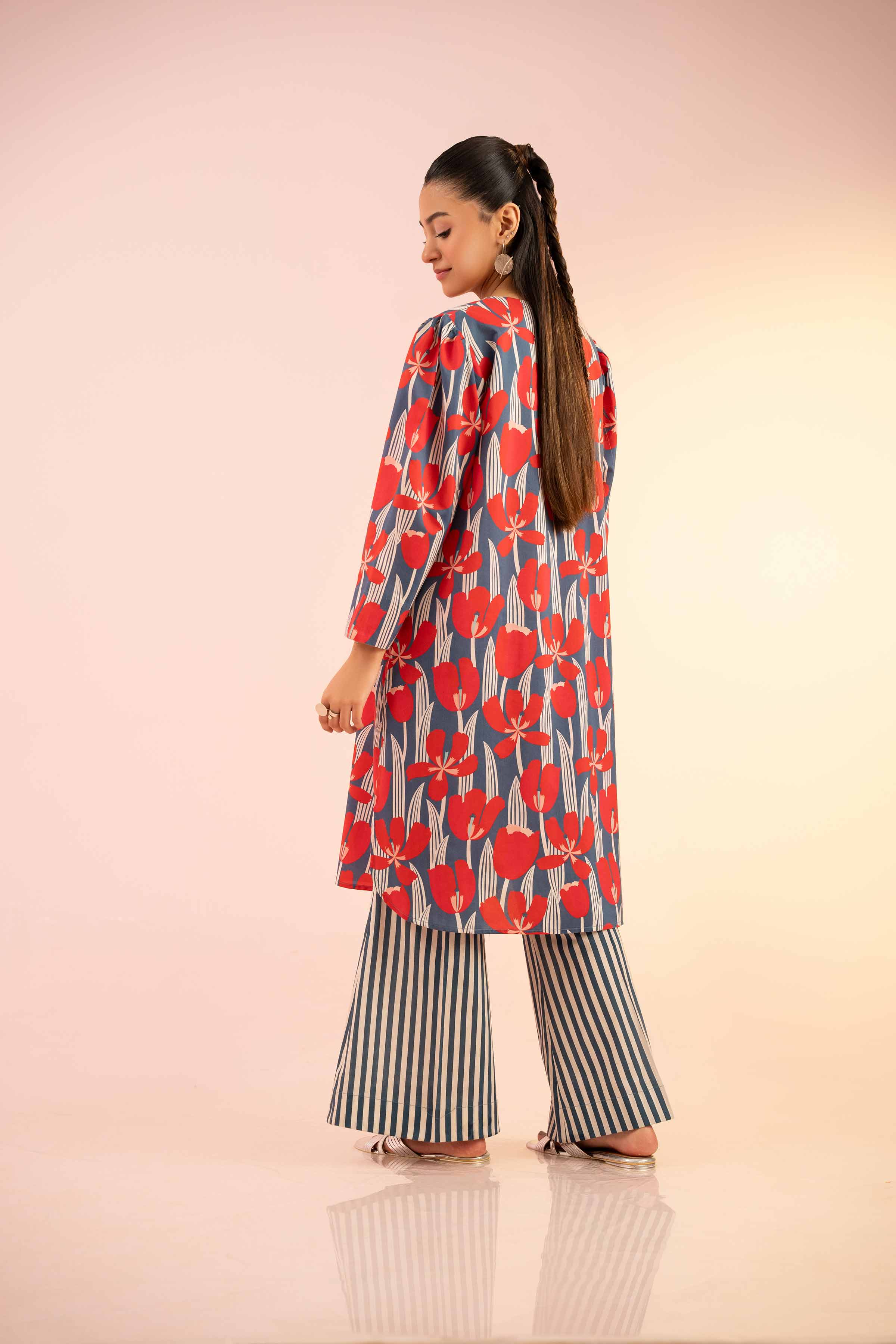 NishatUK - Blue Printed Silk 2-piece ready to wear Dress