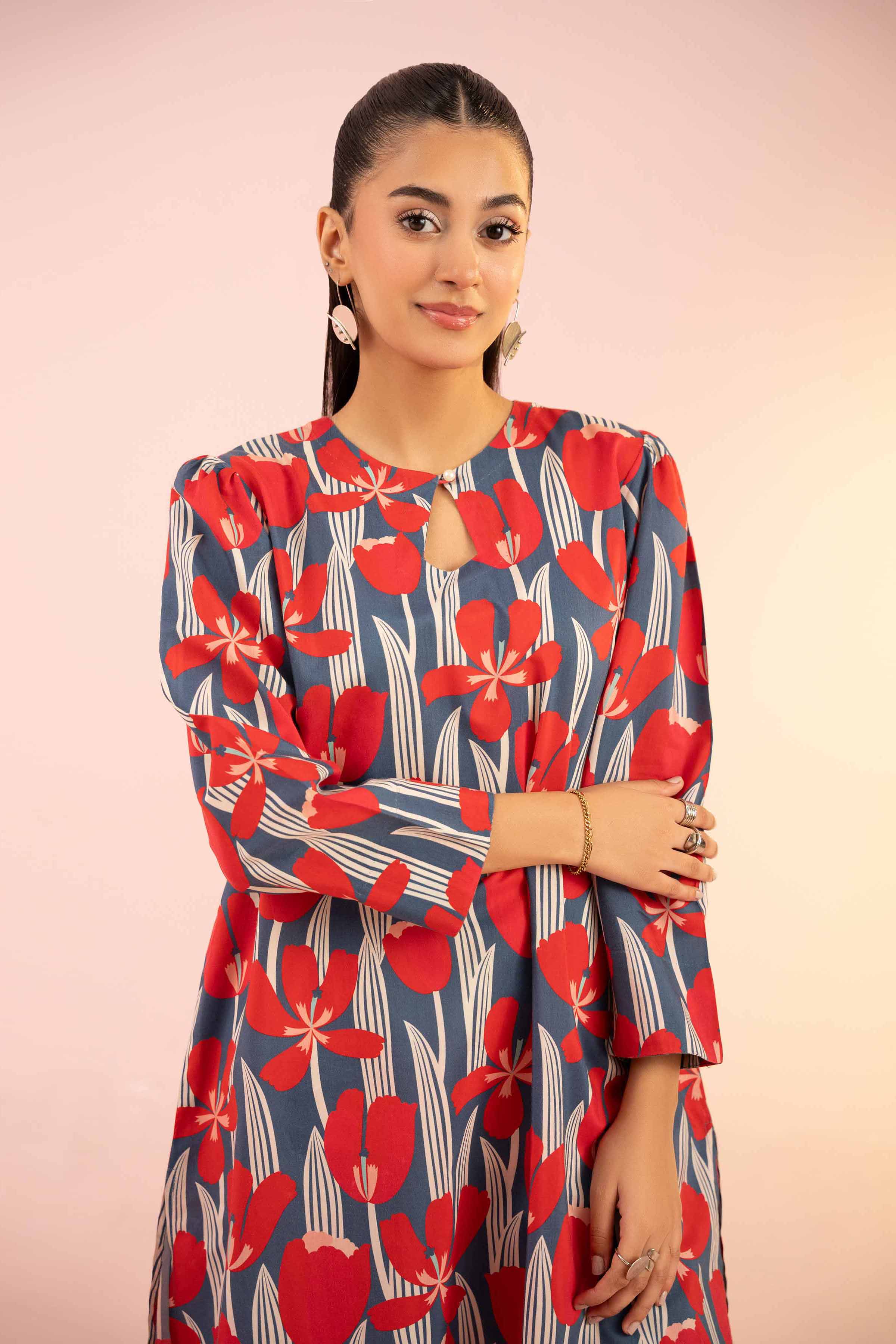 NishatUK - Blue Printed Silk 2-piece ready to wear Dress