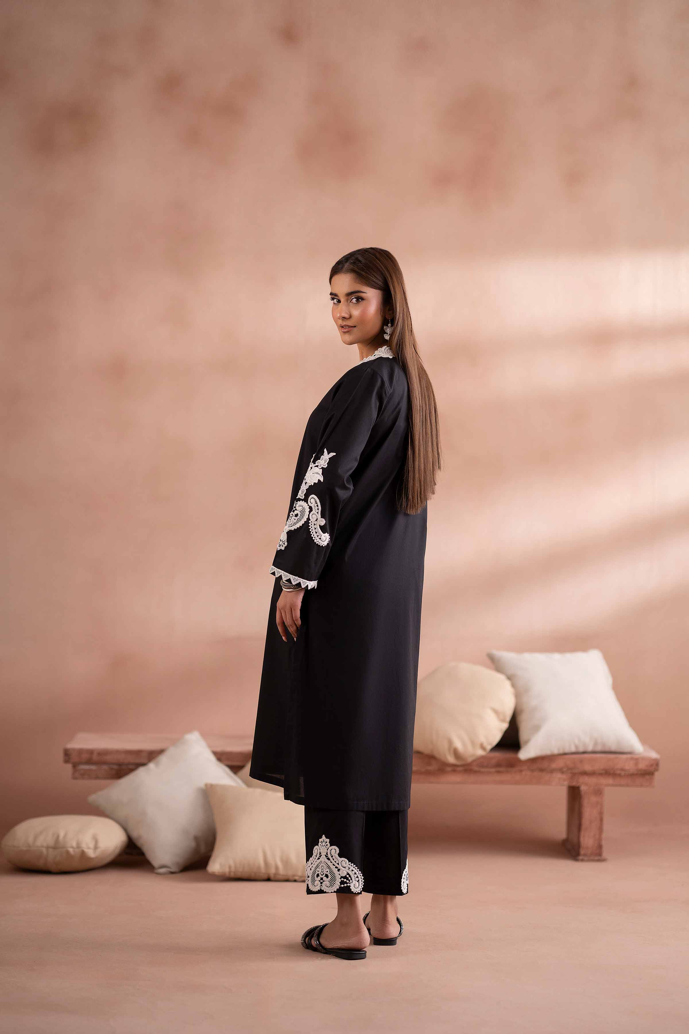 NishatUK - Black Embroidered Cambric 2-piece ready to wear Dress