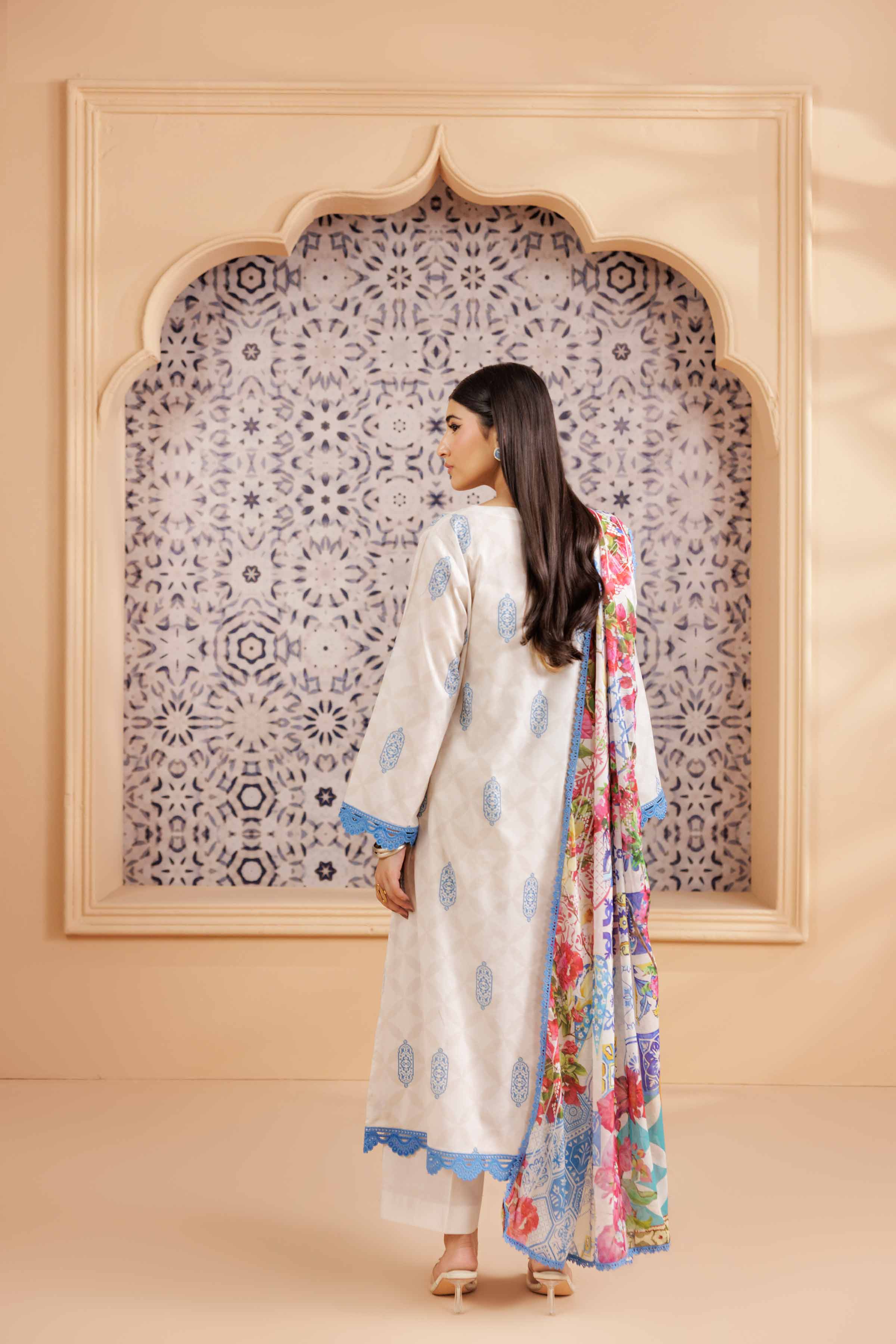 NishatUK - Beige Printed Cambric 3-piece ready to wear Suit
