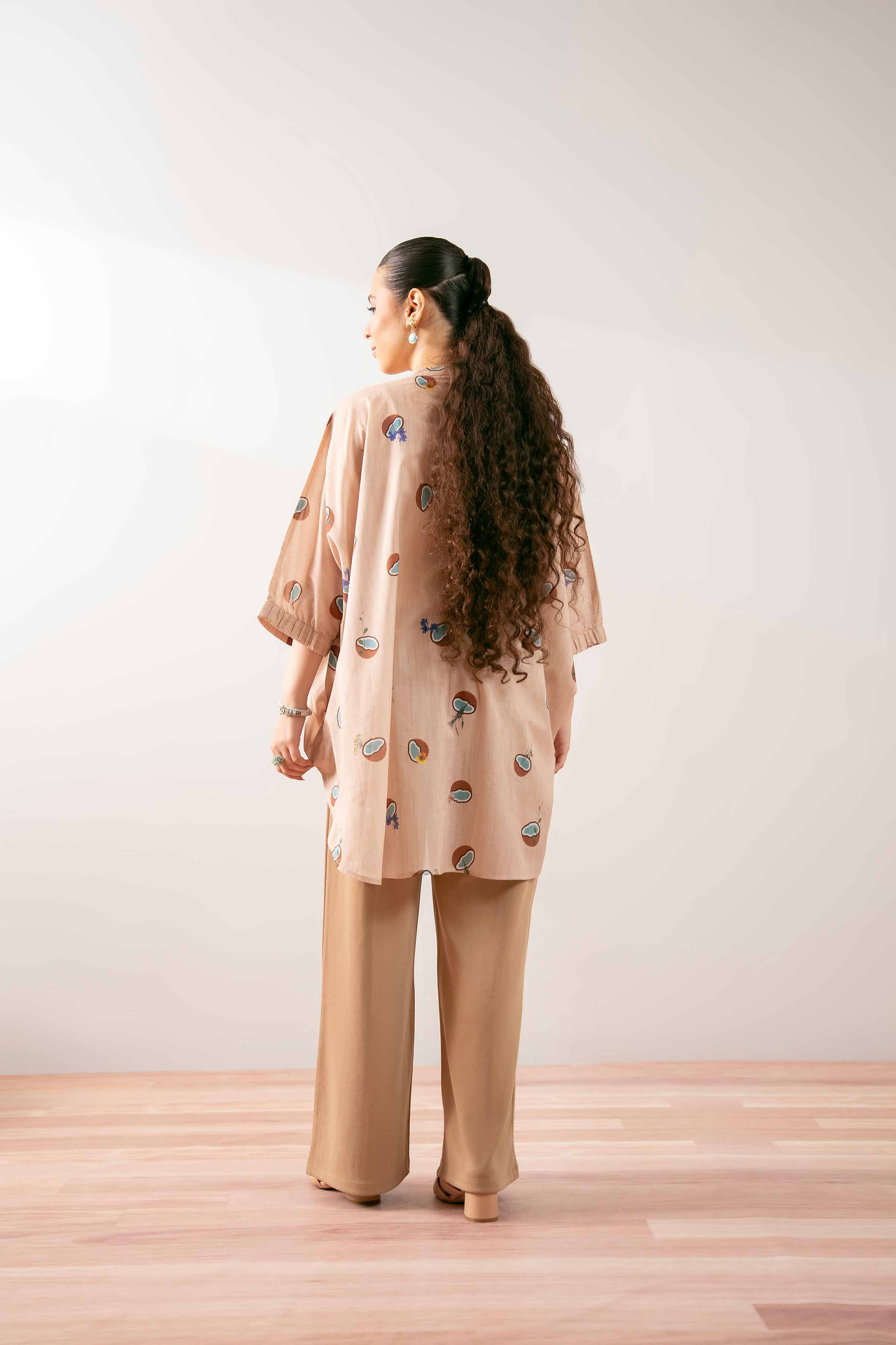 NishatUK - Beige Printed  Cambric 1-piece ready to wear Tunic