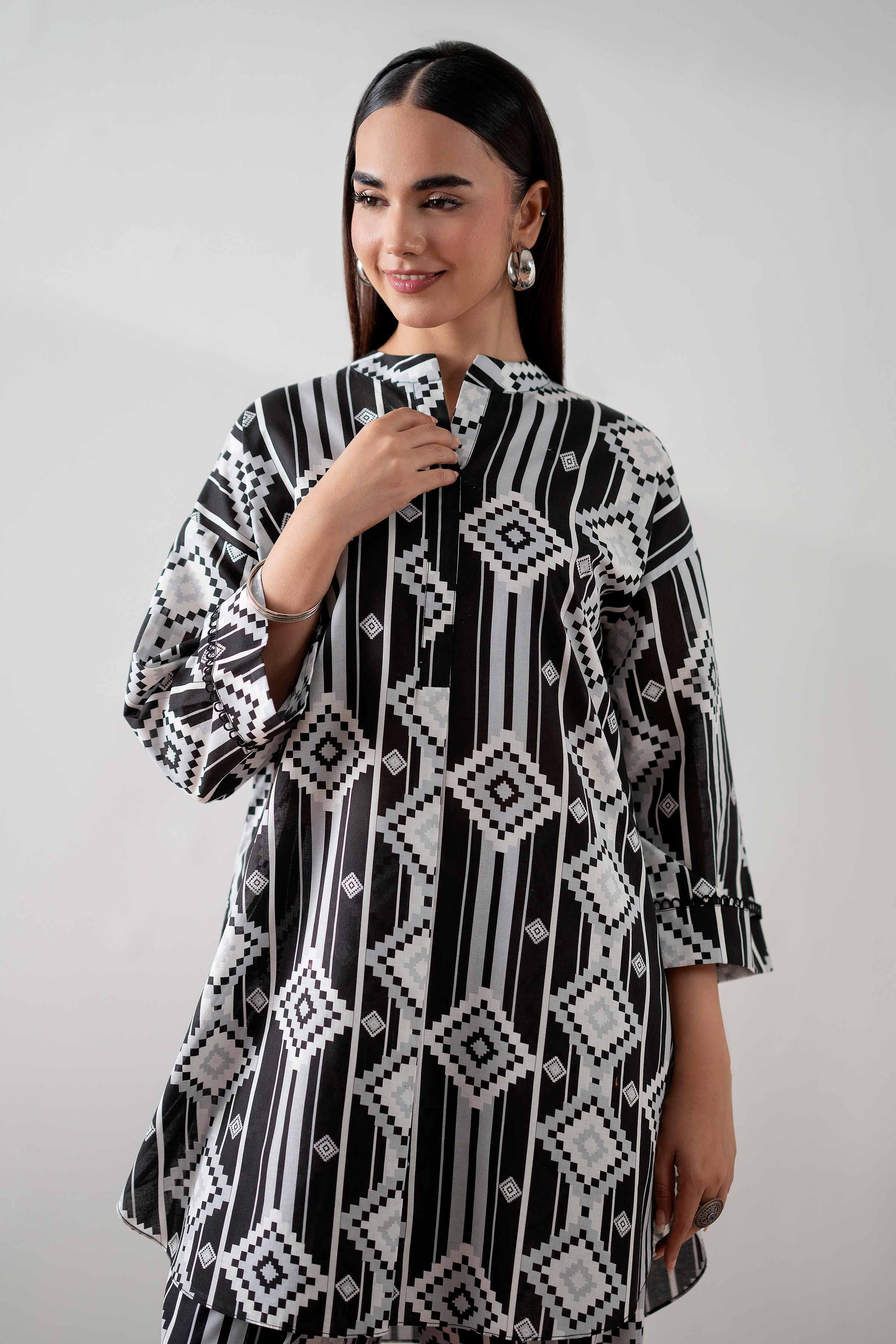 NishatUK - Black Printed  Cambric 2-piece ready to wear Dress