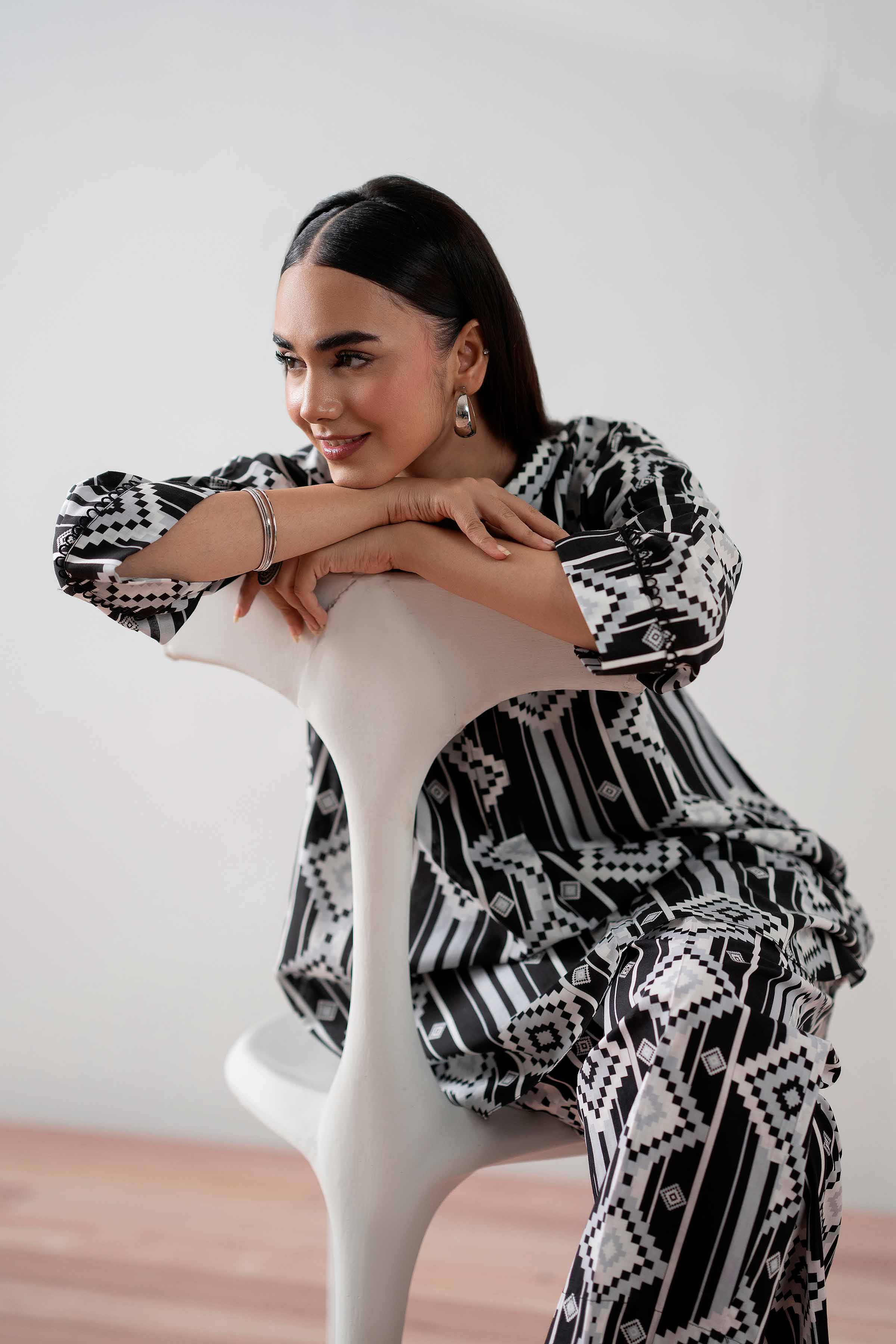 NishatUK - Black Printed  Cambric 2-piece ready to wear Dress