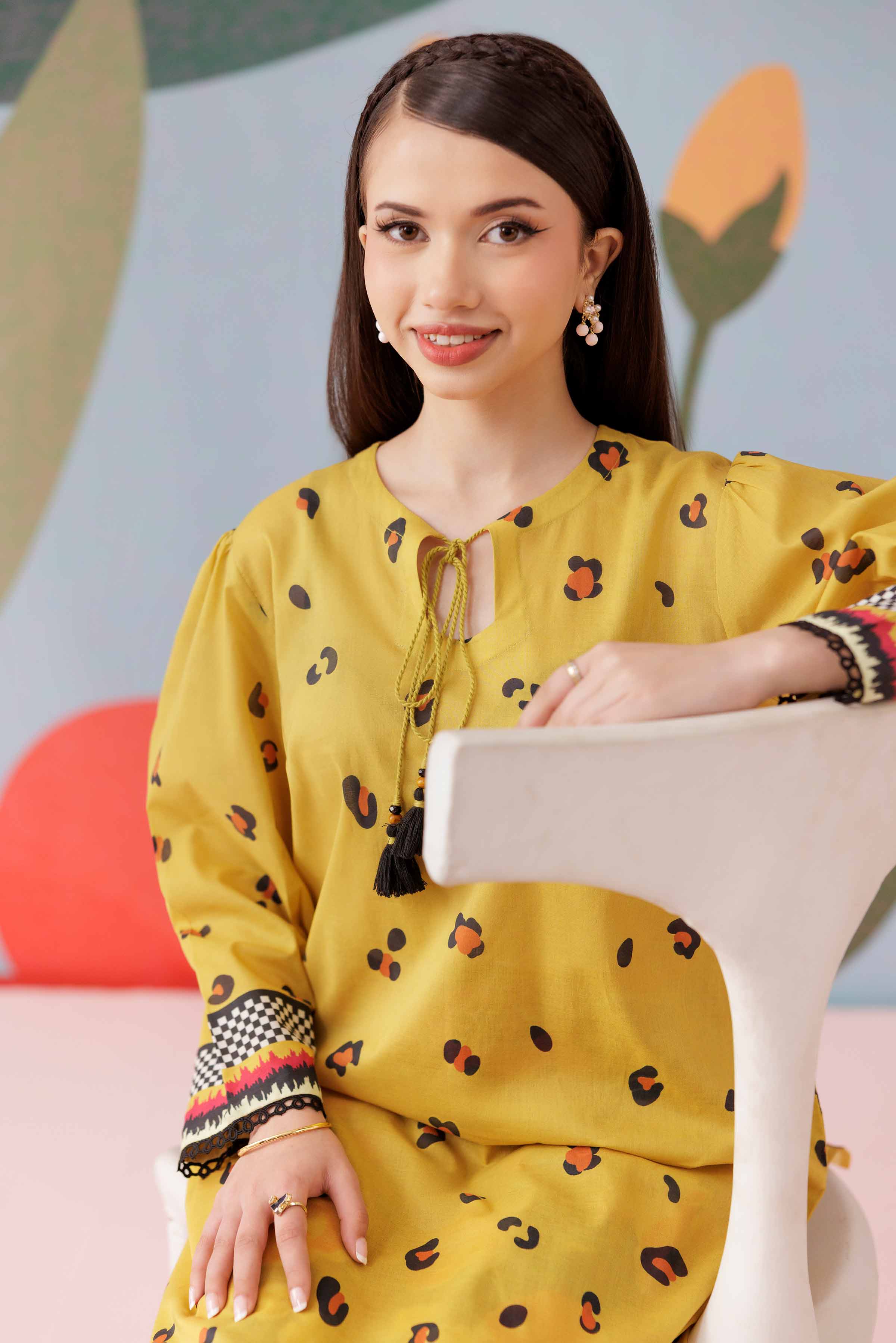 NishatUK -  Mustard Printed  Cambric 2-piece ready to wear Dress
