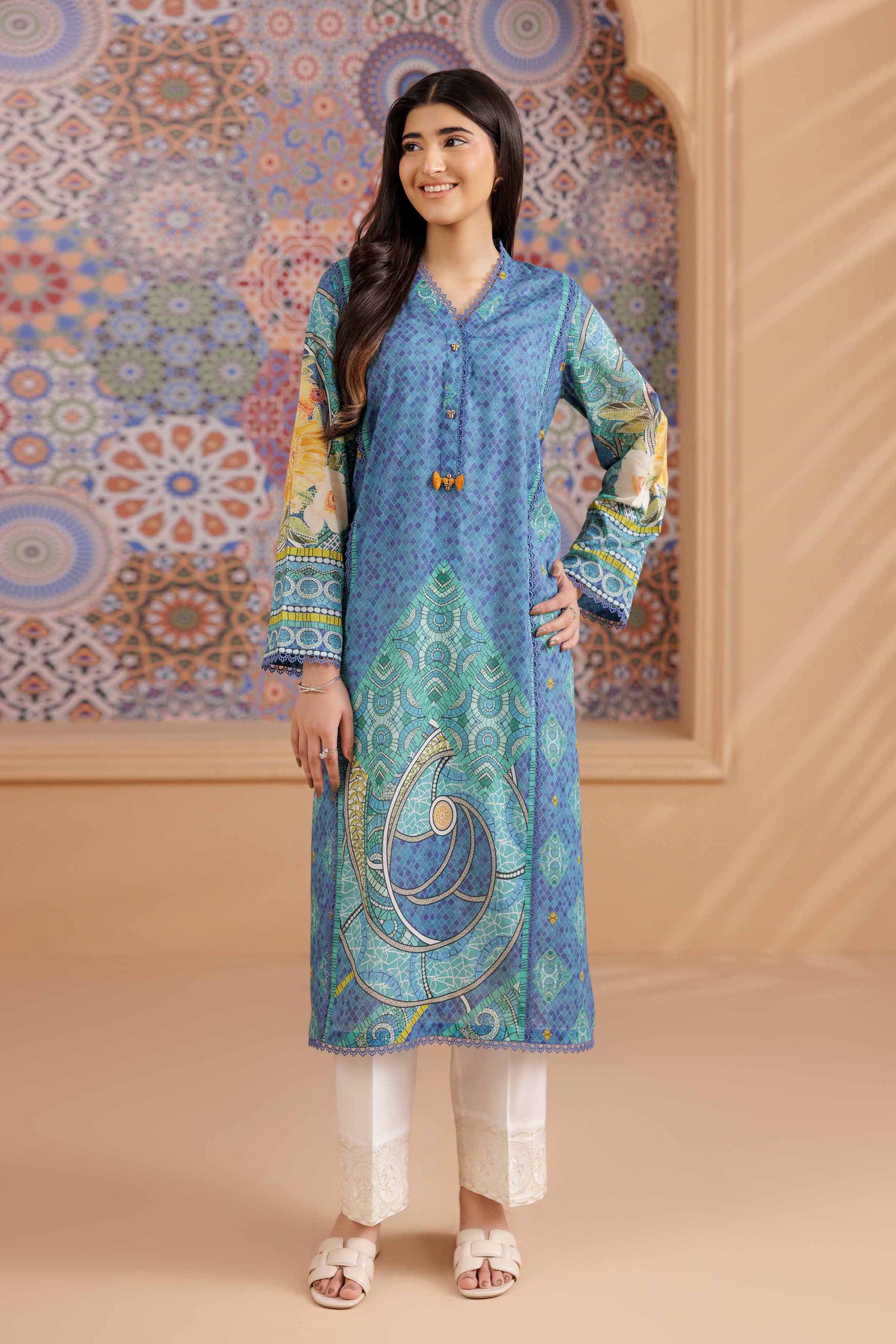 NishatUK - Blue Printed Cambric 1-piece ready to wear Shirt