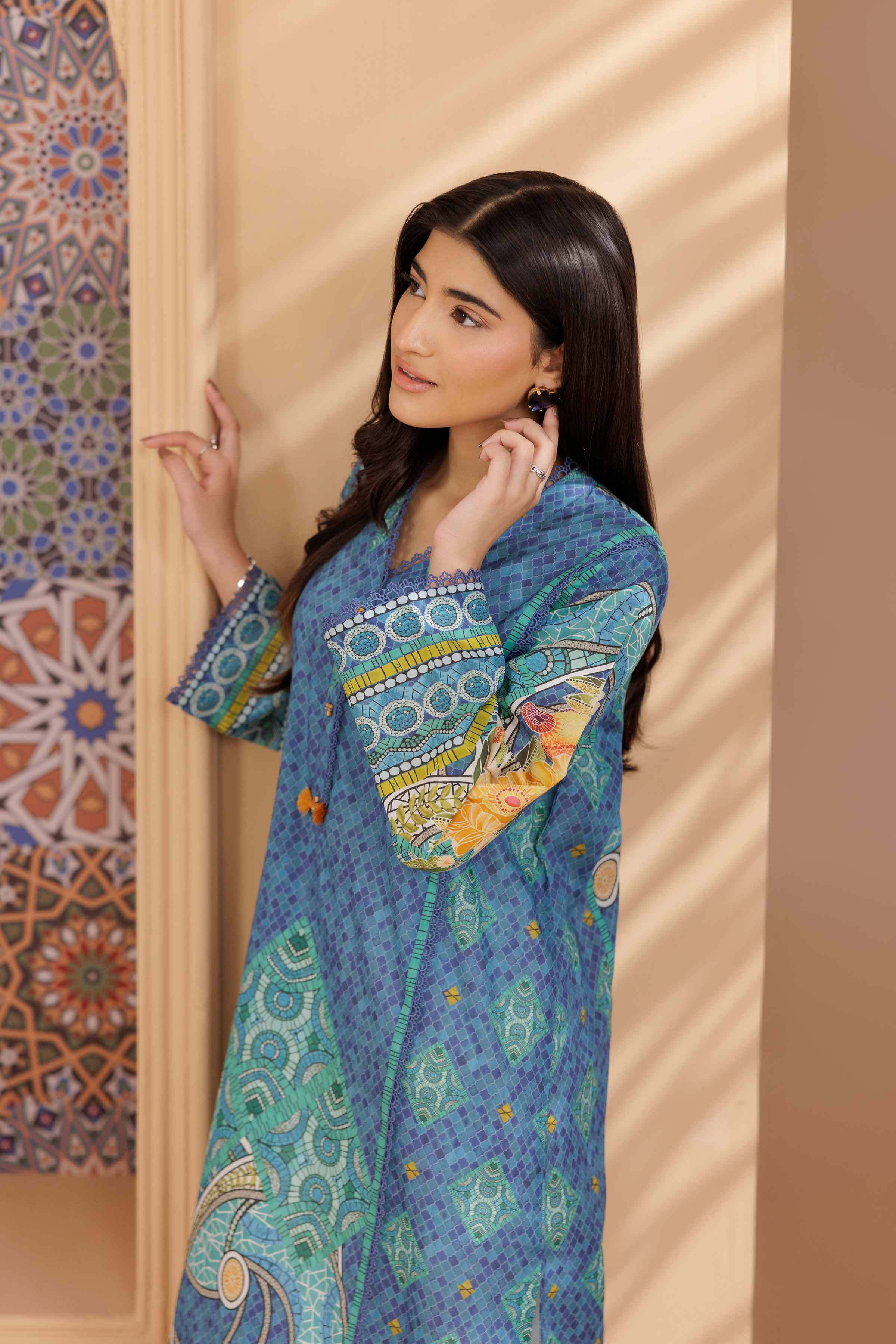 NishatUK - Blue Printed Cambric 1-piece ready to wear Shirt