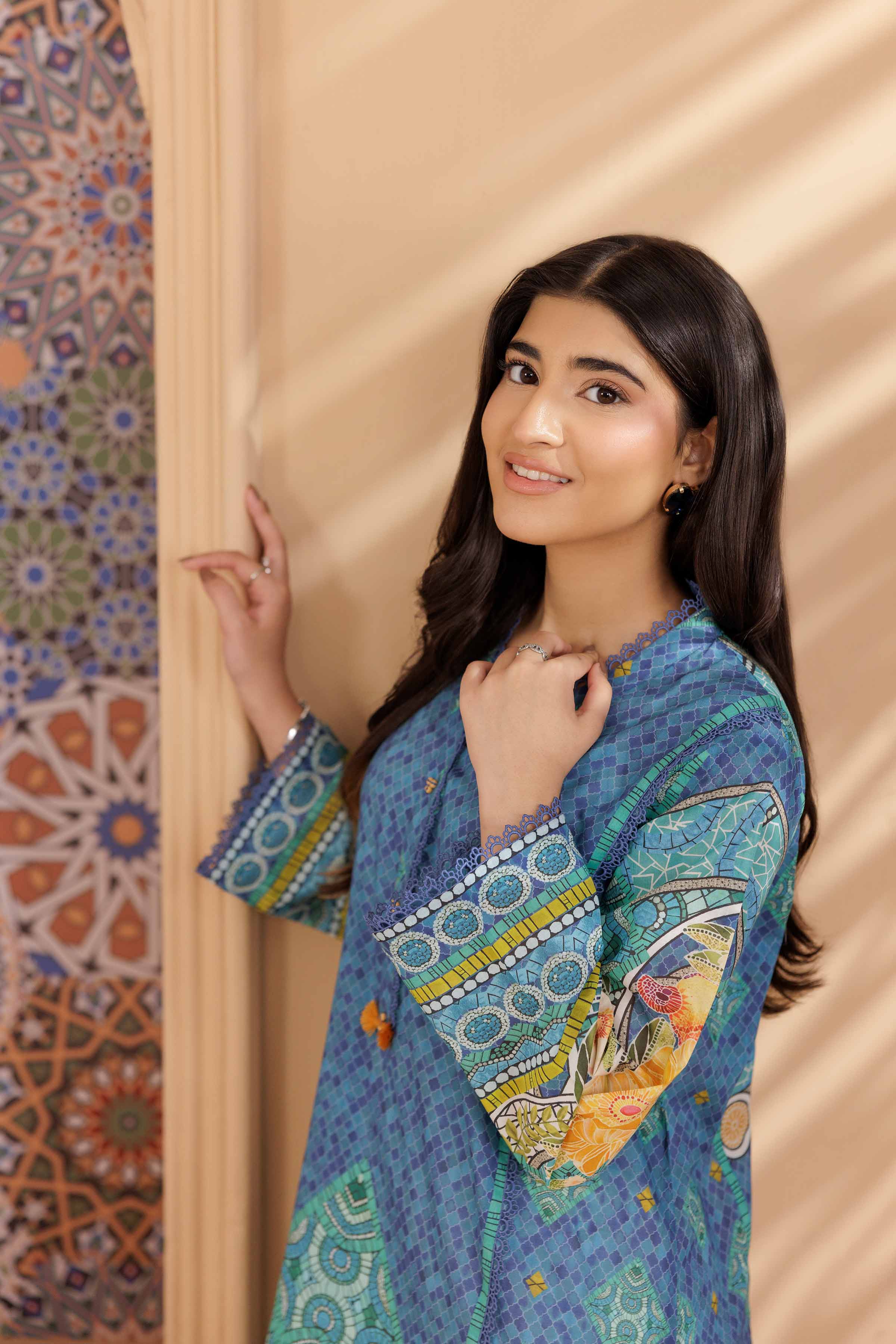 NishatUK - Blue Printed Cambric 1-piece ready to wear Shirt