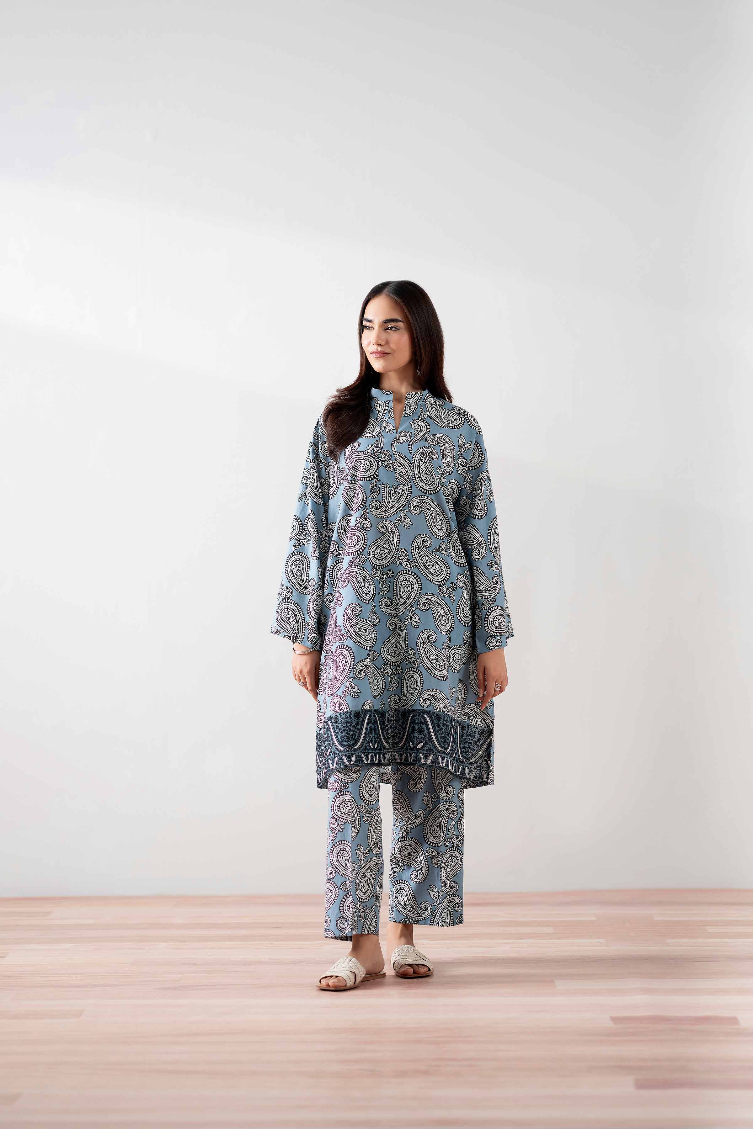 NishatUK - Blue Embroidered Cambric 2-piece ready to wear Dress