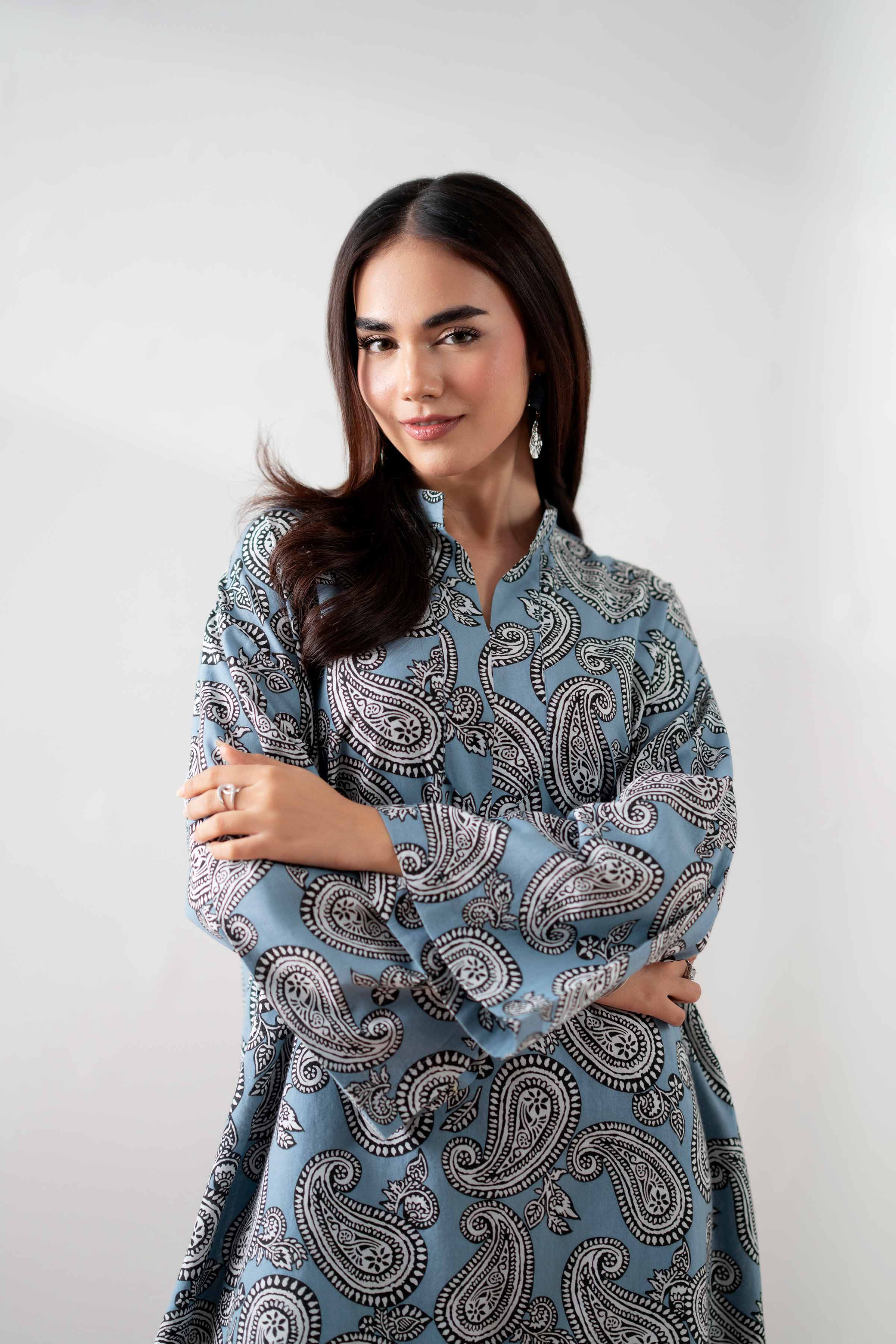 NishatUK - Blue Embroidered Cambric 2-piece ready to wear Dress