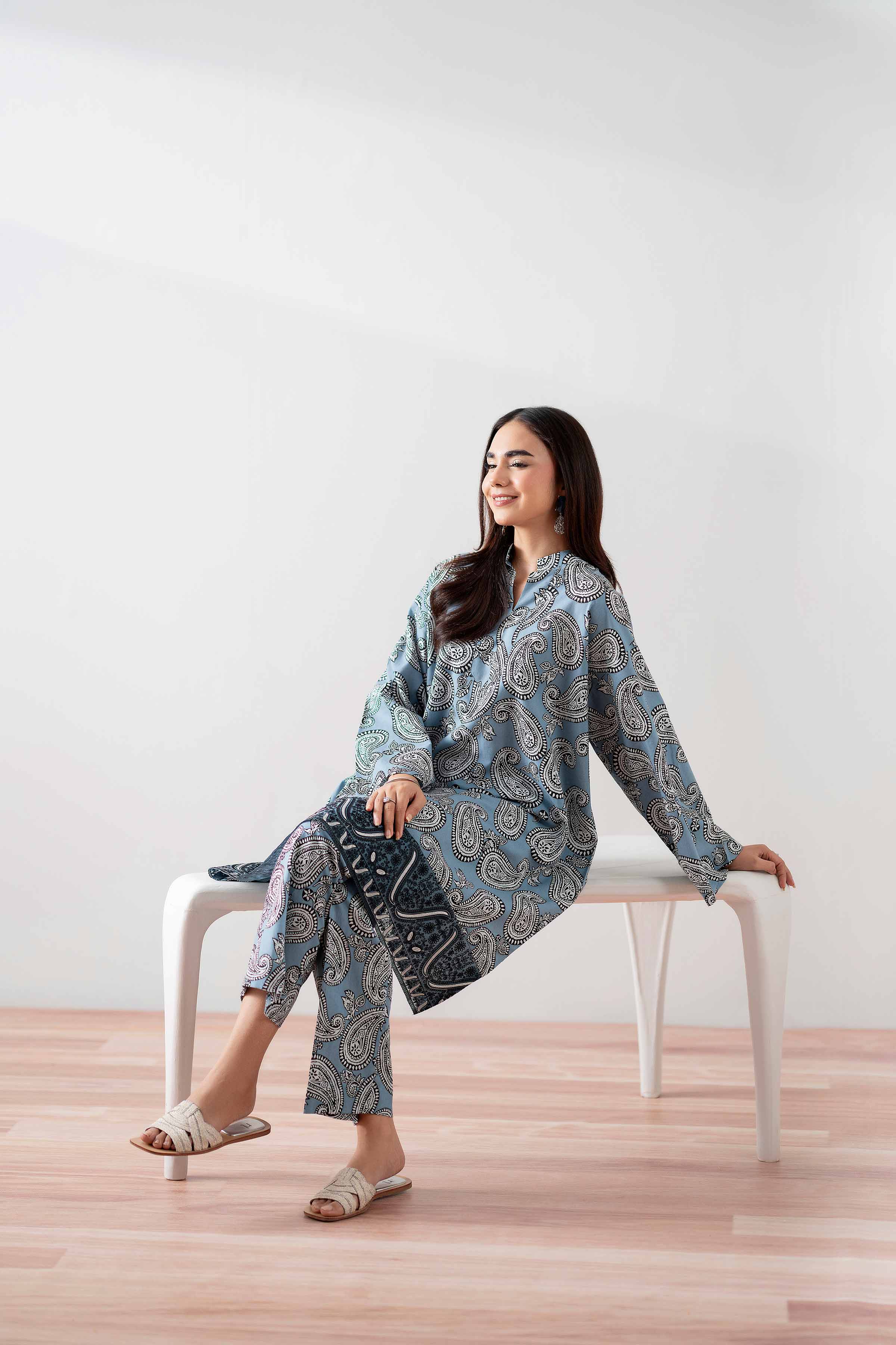 NishatUK - Blue Embroidered Cambric 2-piece ready to wear Dress