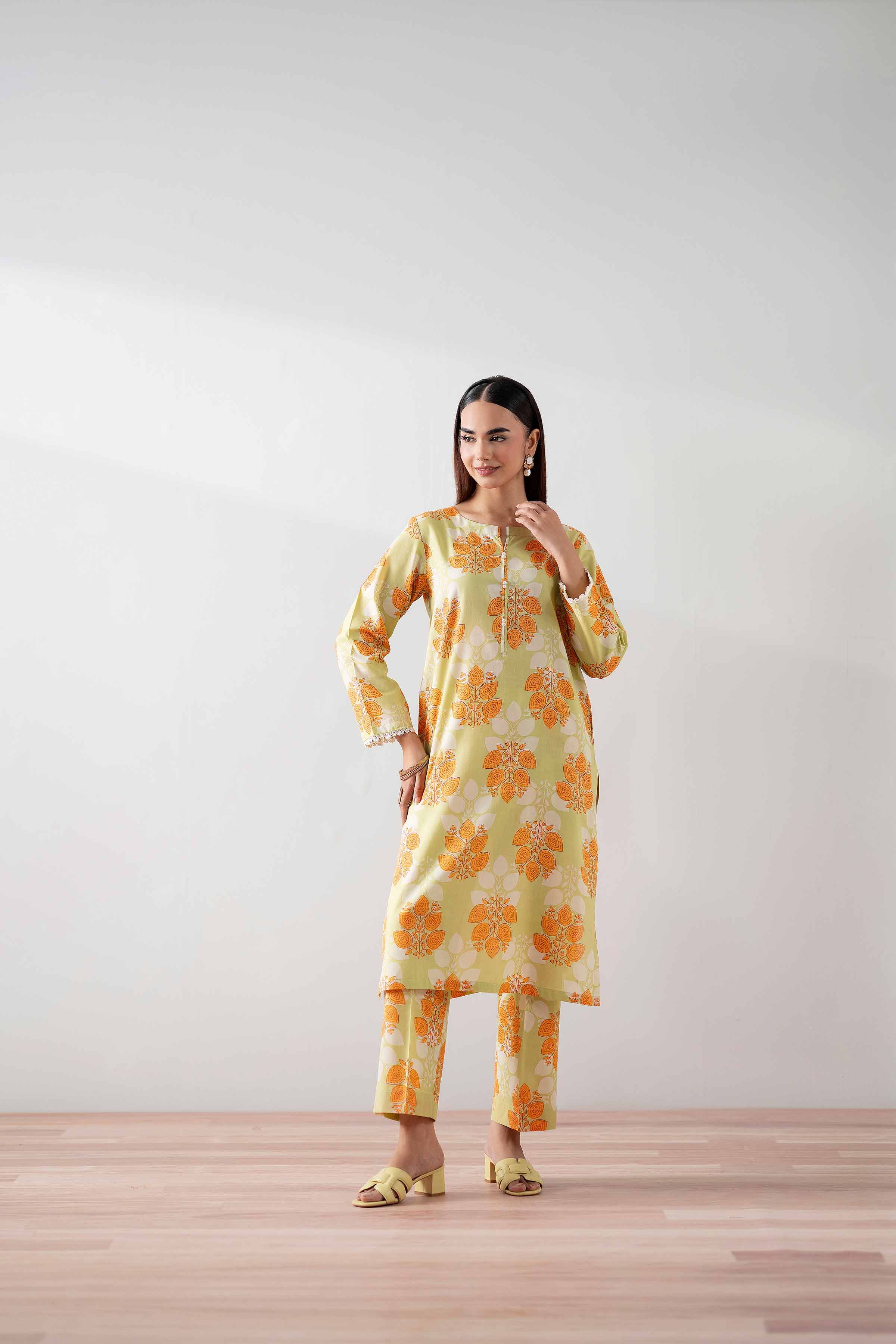NishatUK - Green Printed  Cambric 2-piece ready to wear Dress
