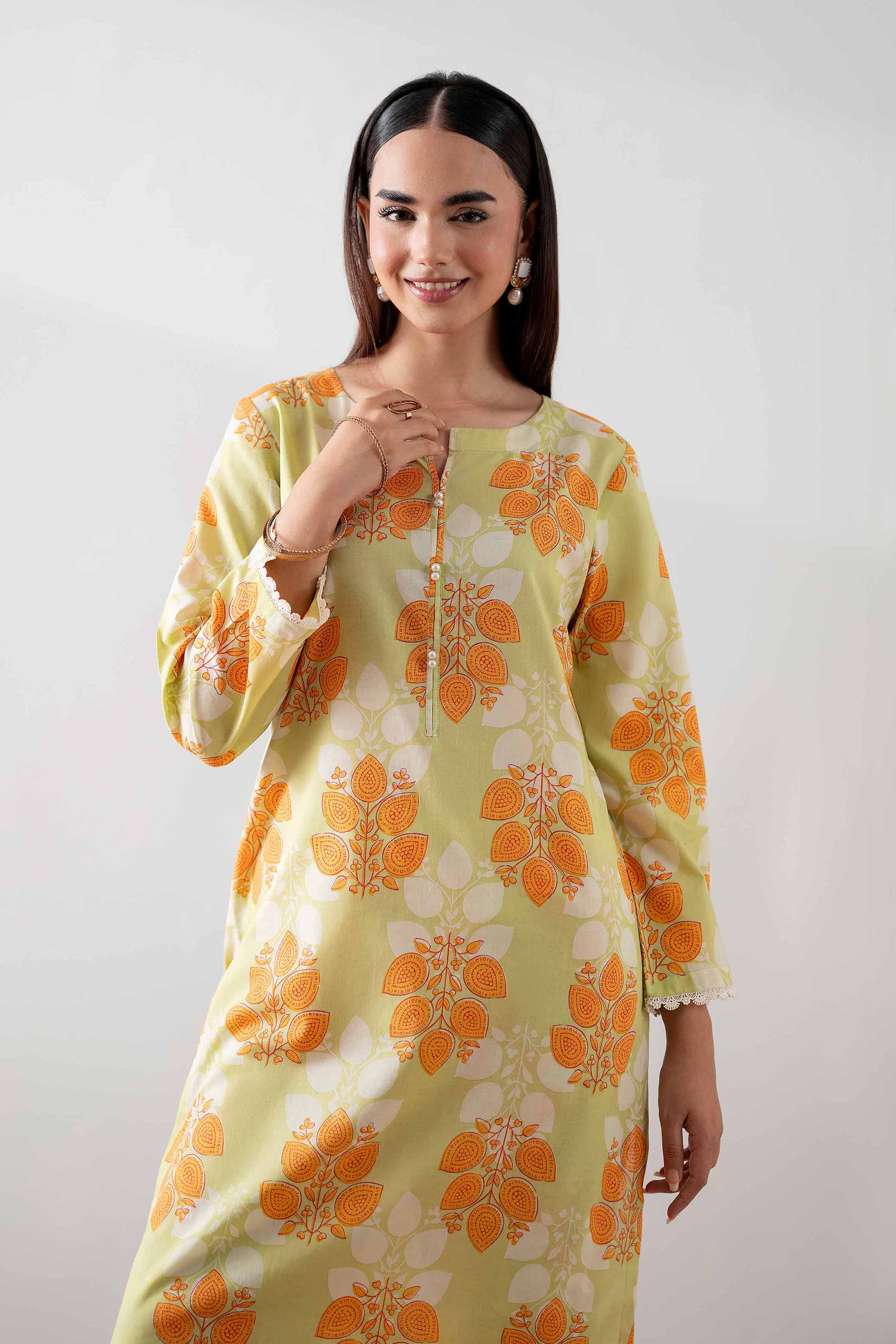 NishatUK - Green Printed  Cambric 2-piece ready to wear Dress