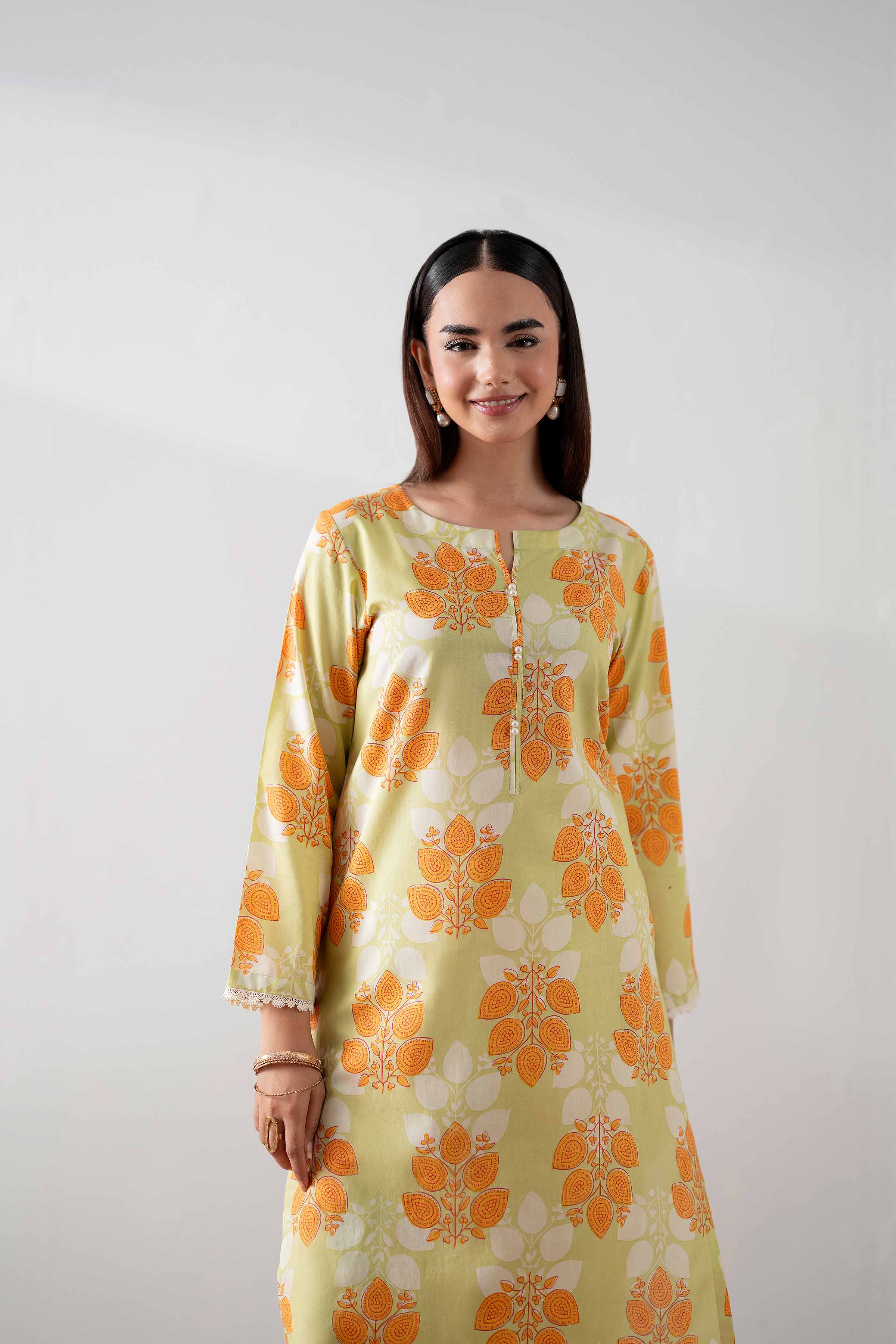 NishatUK - Green Printed  Cambric 2-piece ready to wear Dress