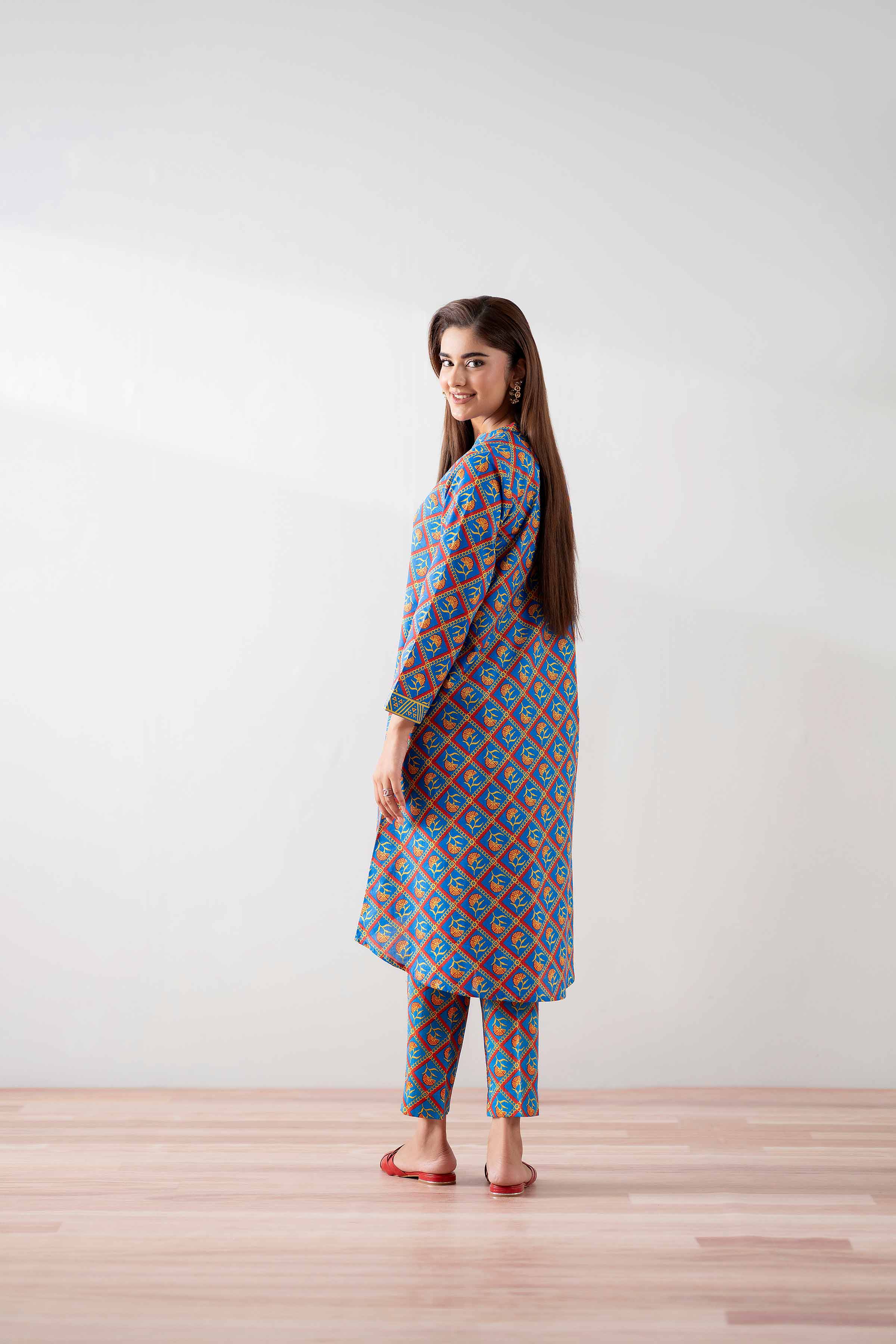 NishatUK - Blue Printed Cambric 2-piece ready to wear Dress