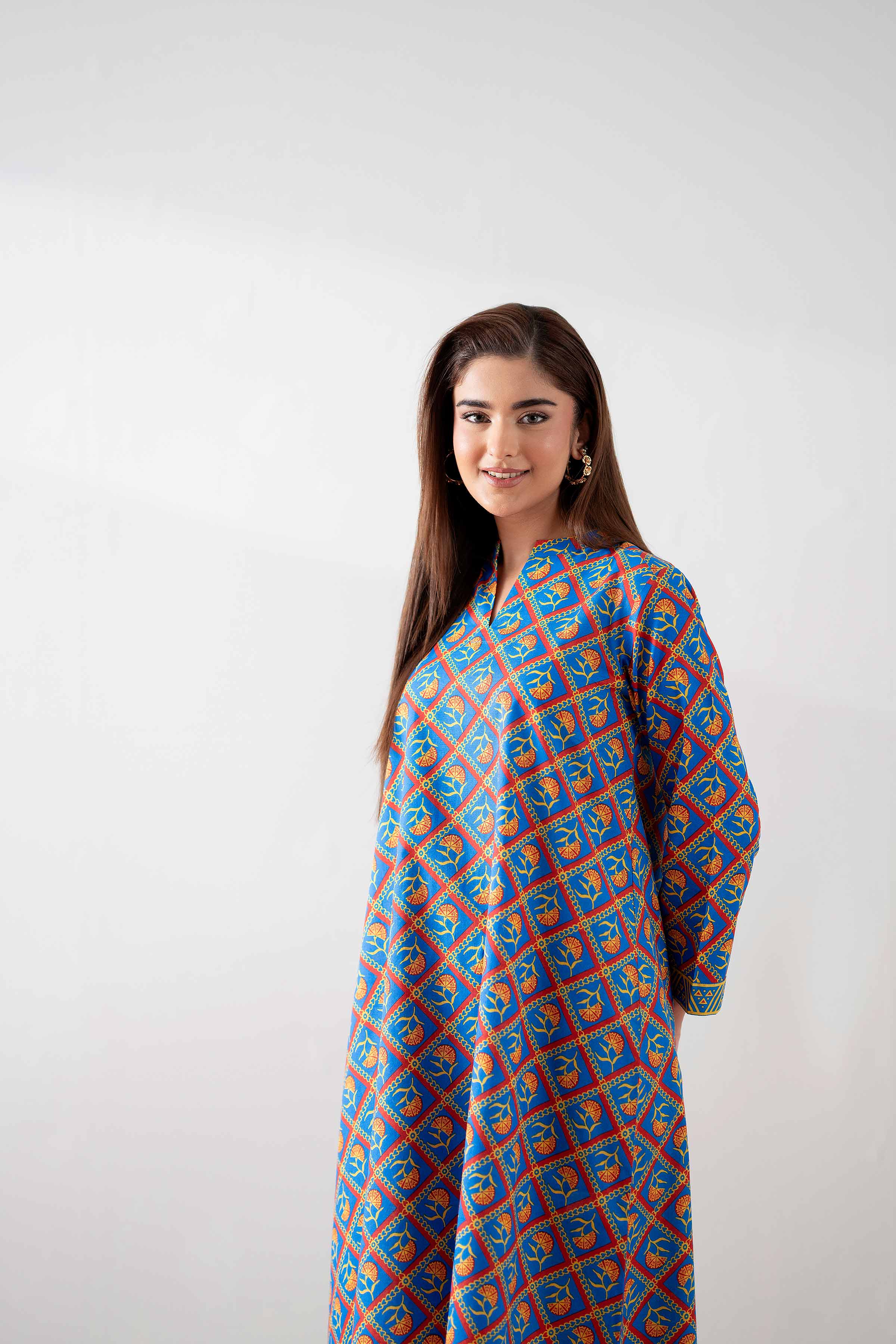 NishatUK - Blue Printed Cambric 2-piece ready to wear Dress