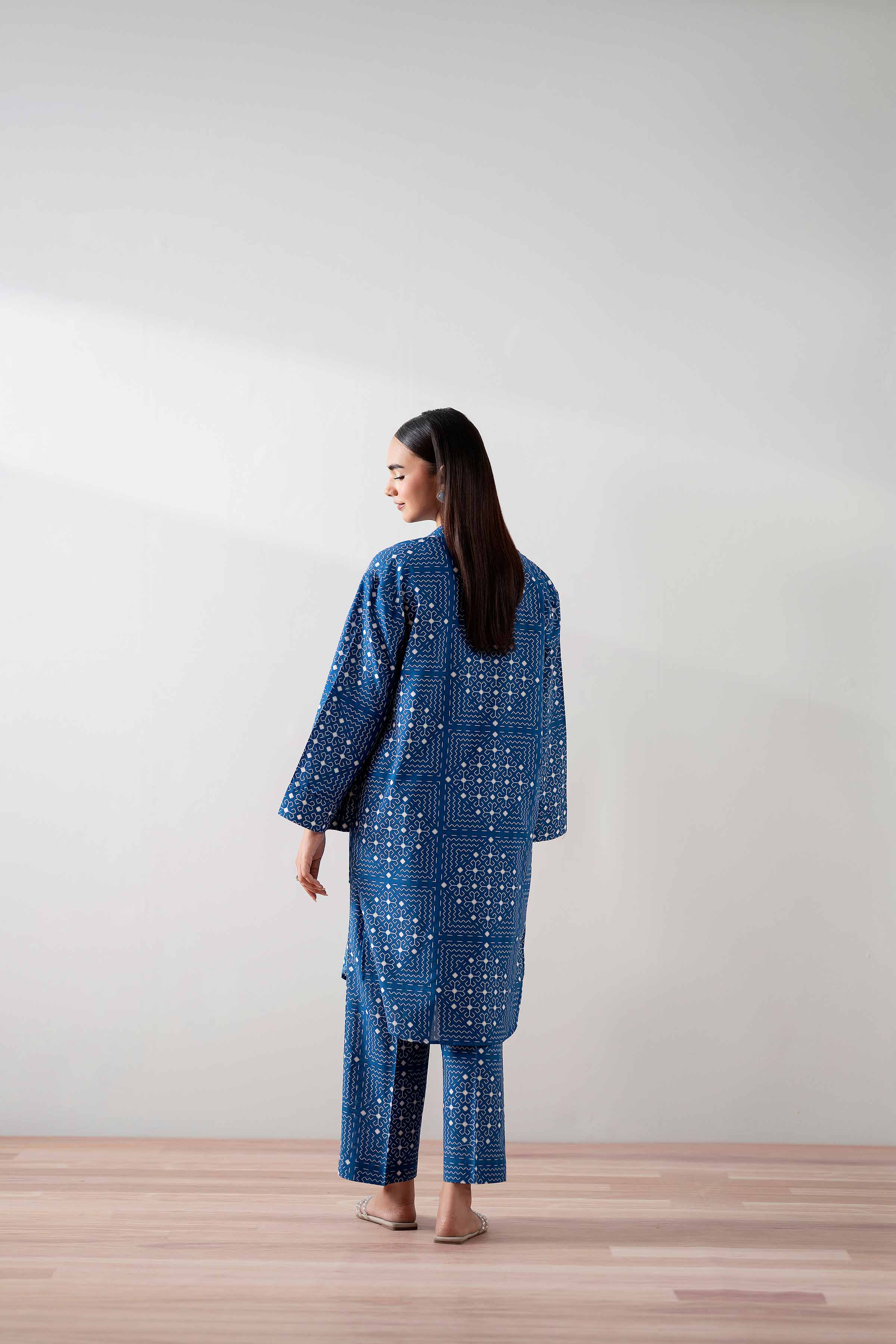 NishatUK - Blue Printed Cambric 2-piece ready to wear Dress