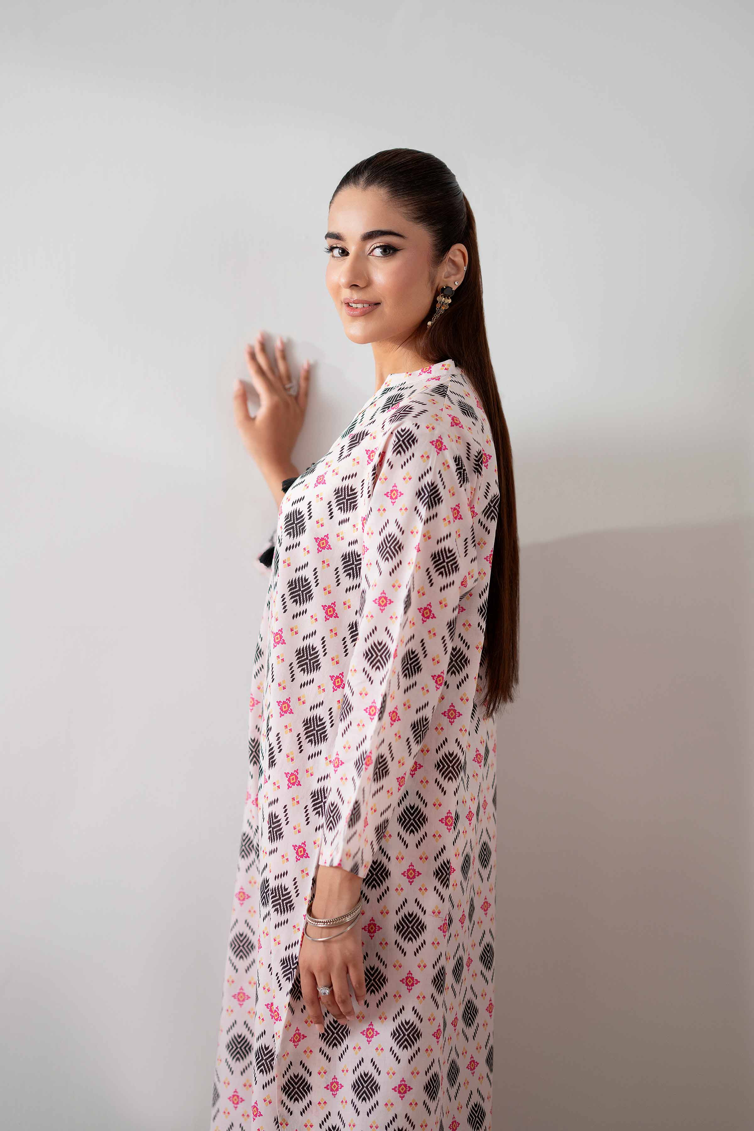 NishatUK - Powder Pink Printed Cambric 2-piece ready to wear Dress