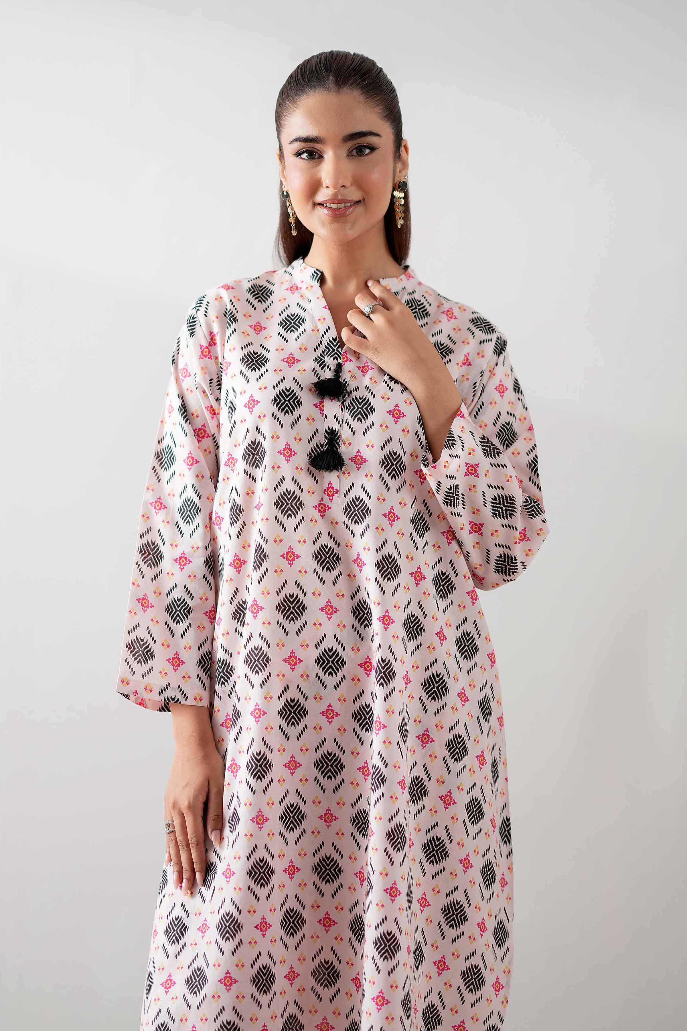 NishatUK - Powder Pink Printed Cambric 2-piece ready to wear Dress