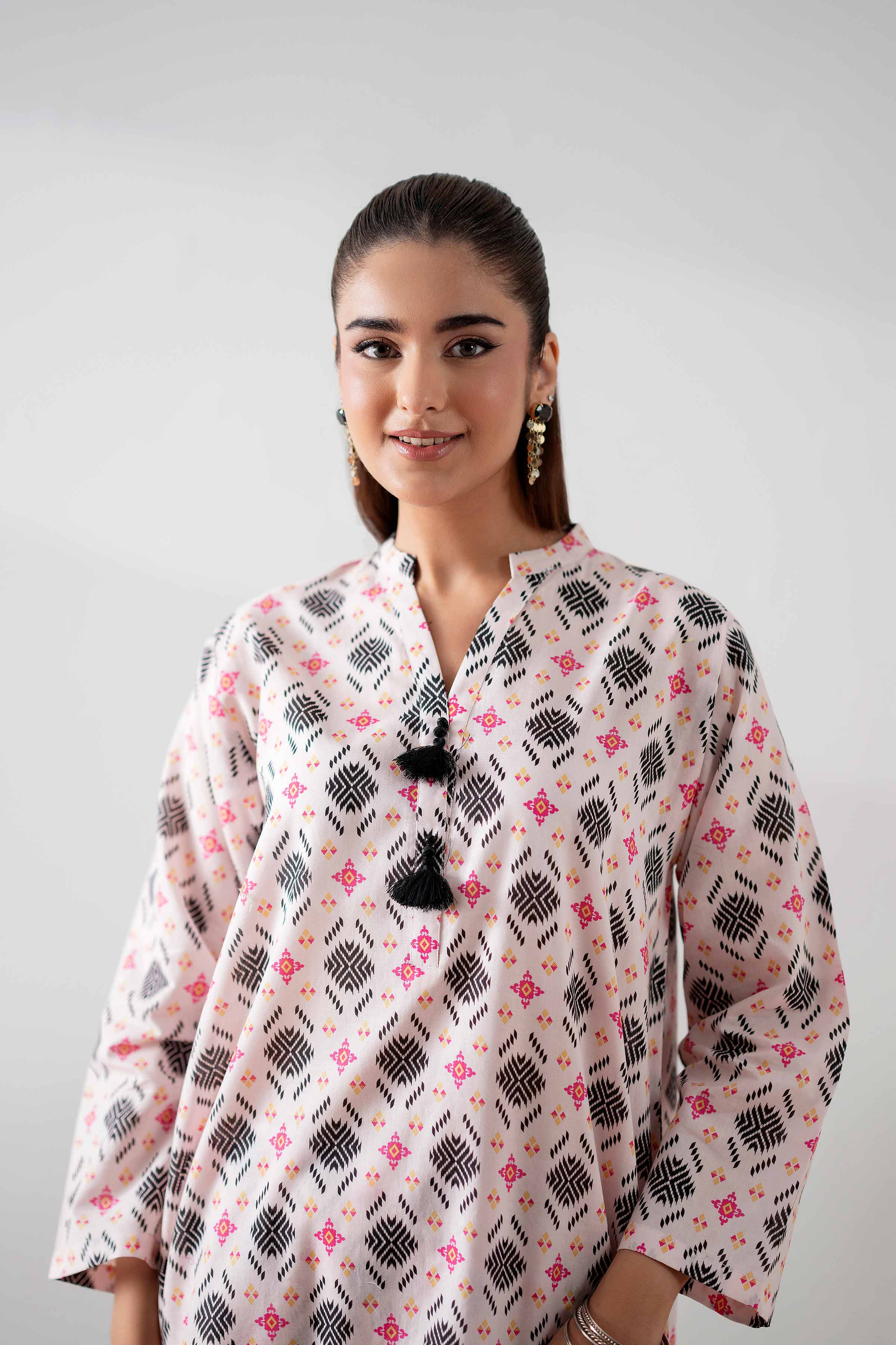 NishatUK - Powder Pink Printed Cambric 2-piece ready to wear Dress