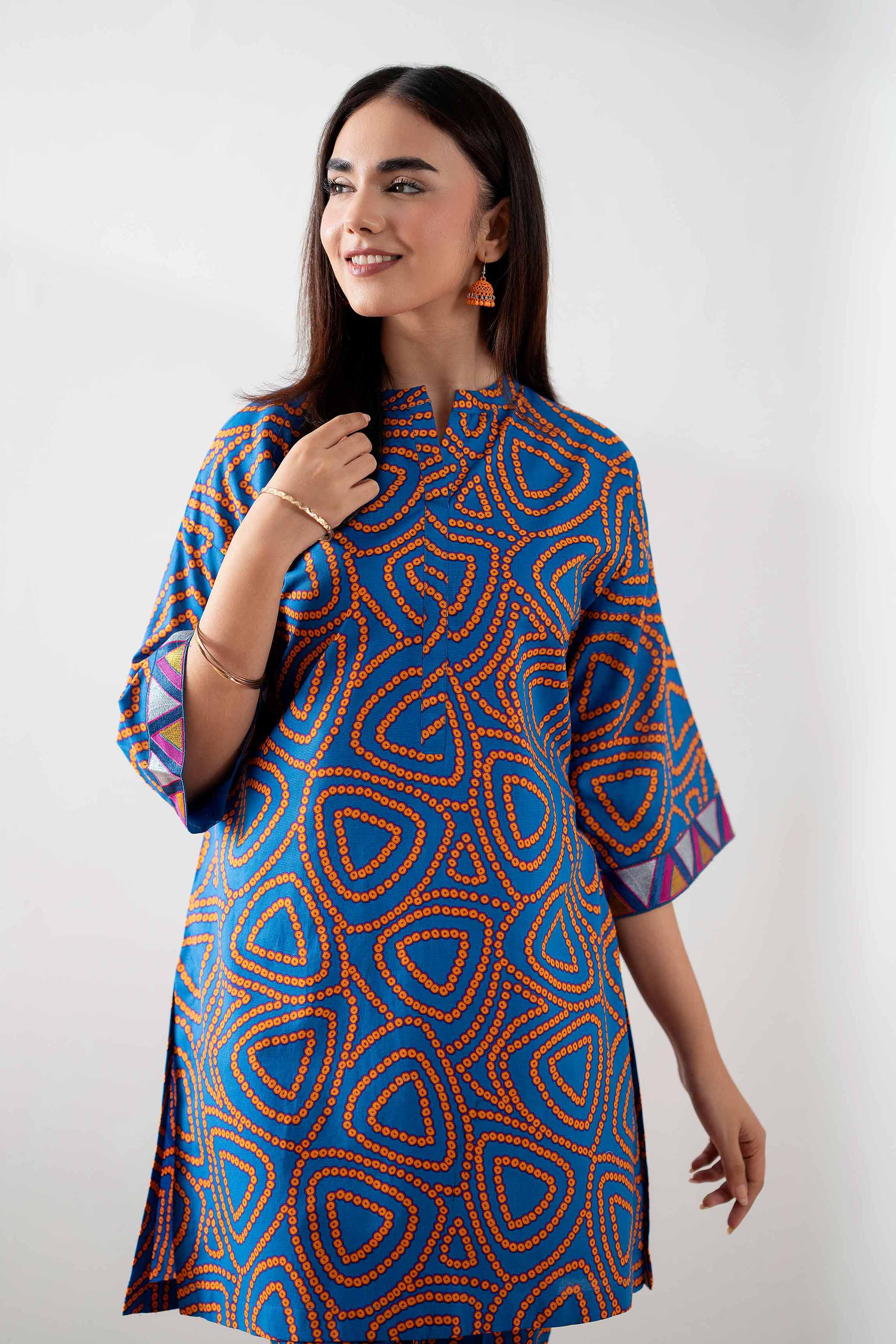 NishatUK - Blue Embroidered Cambric 2-piece ready to wear Dress