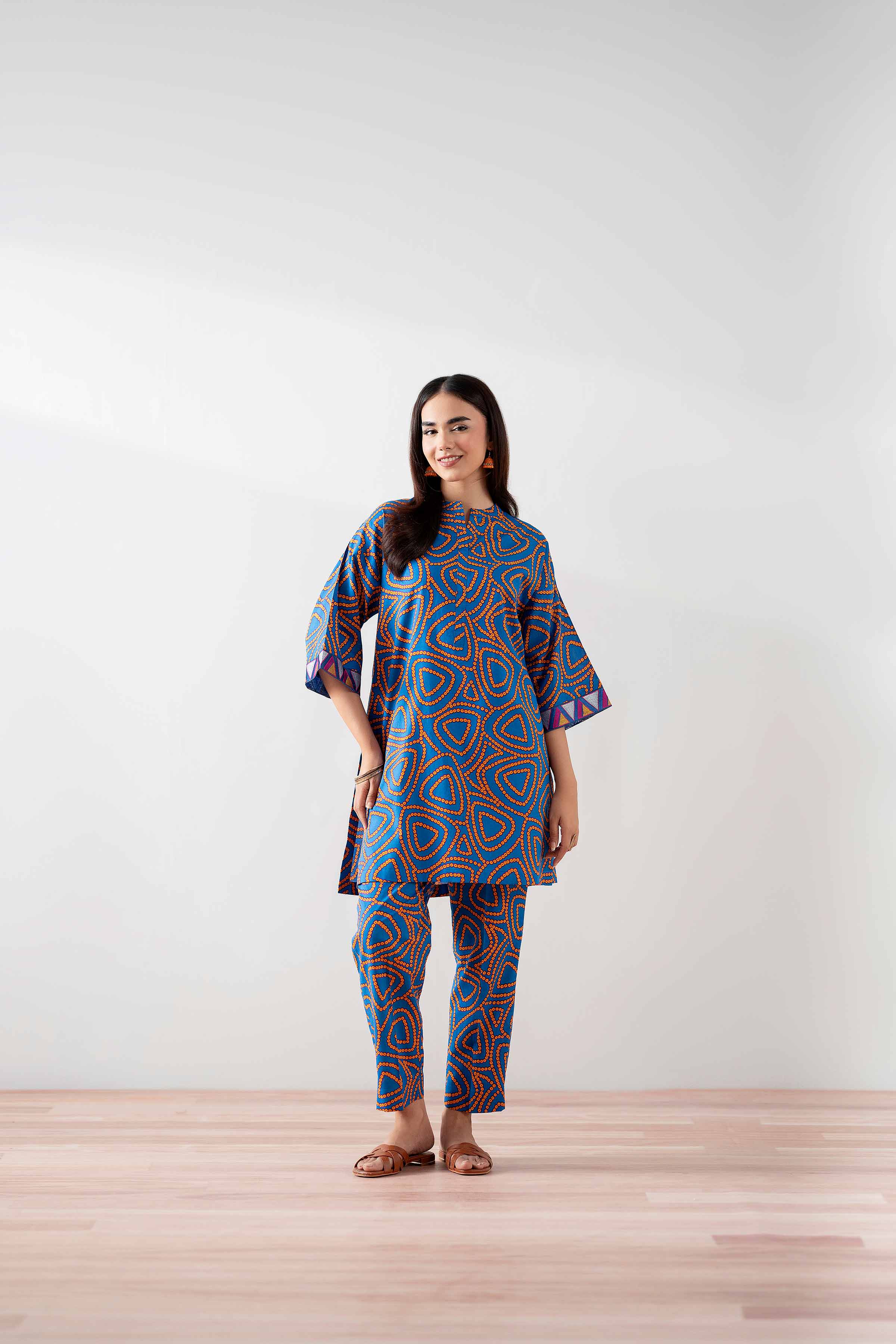 NishatUK - Blue Embroidered Cambric 2-piece ready to wear Dress