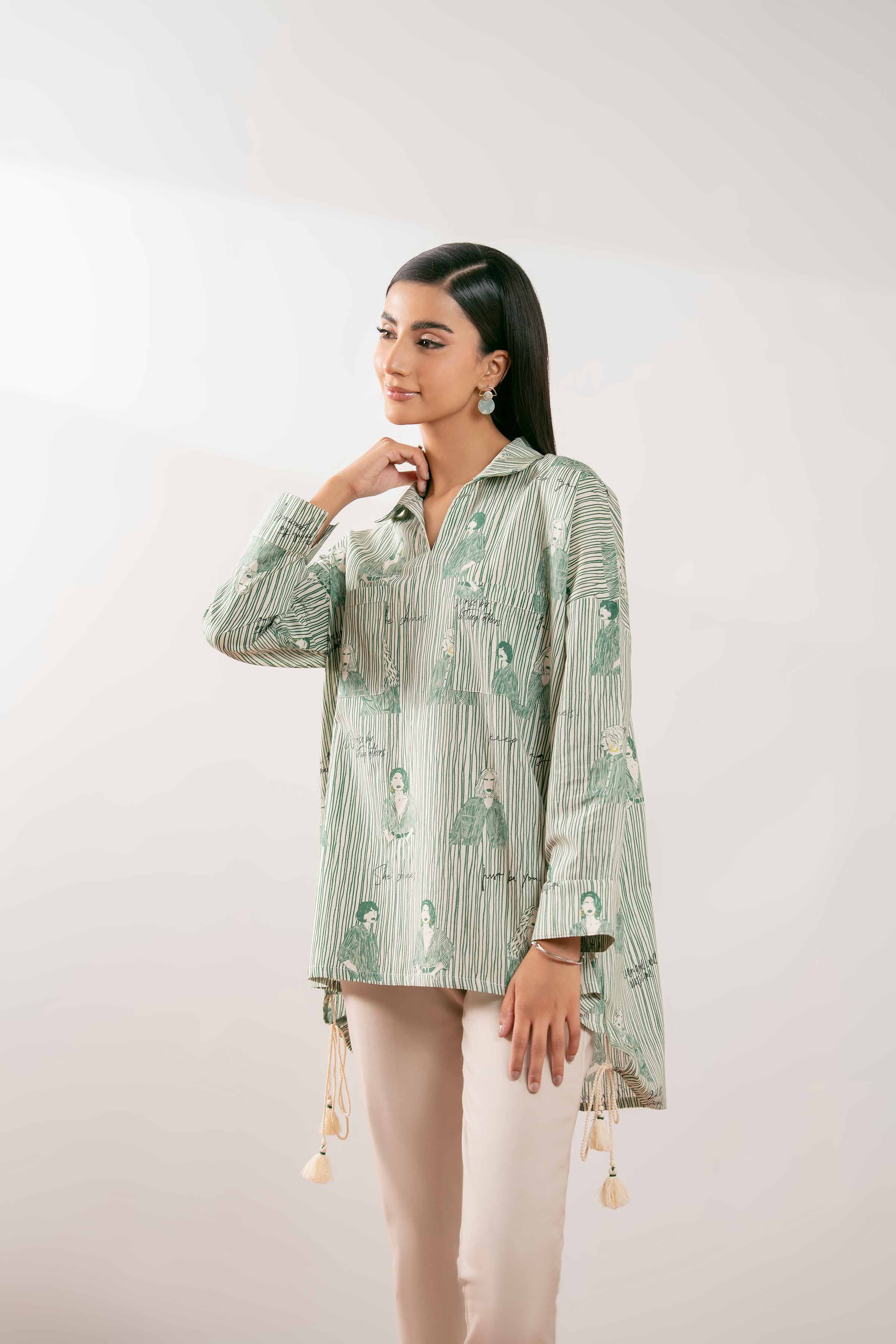 NishatUK - Off White Printed  Lawn 1-piece ready to wear Tunic