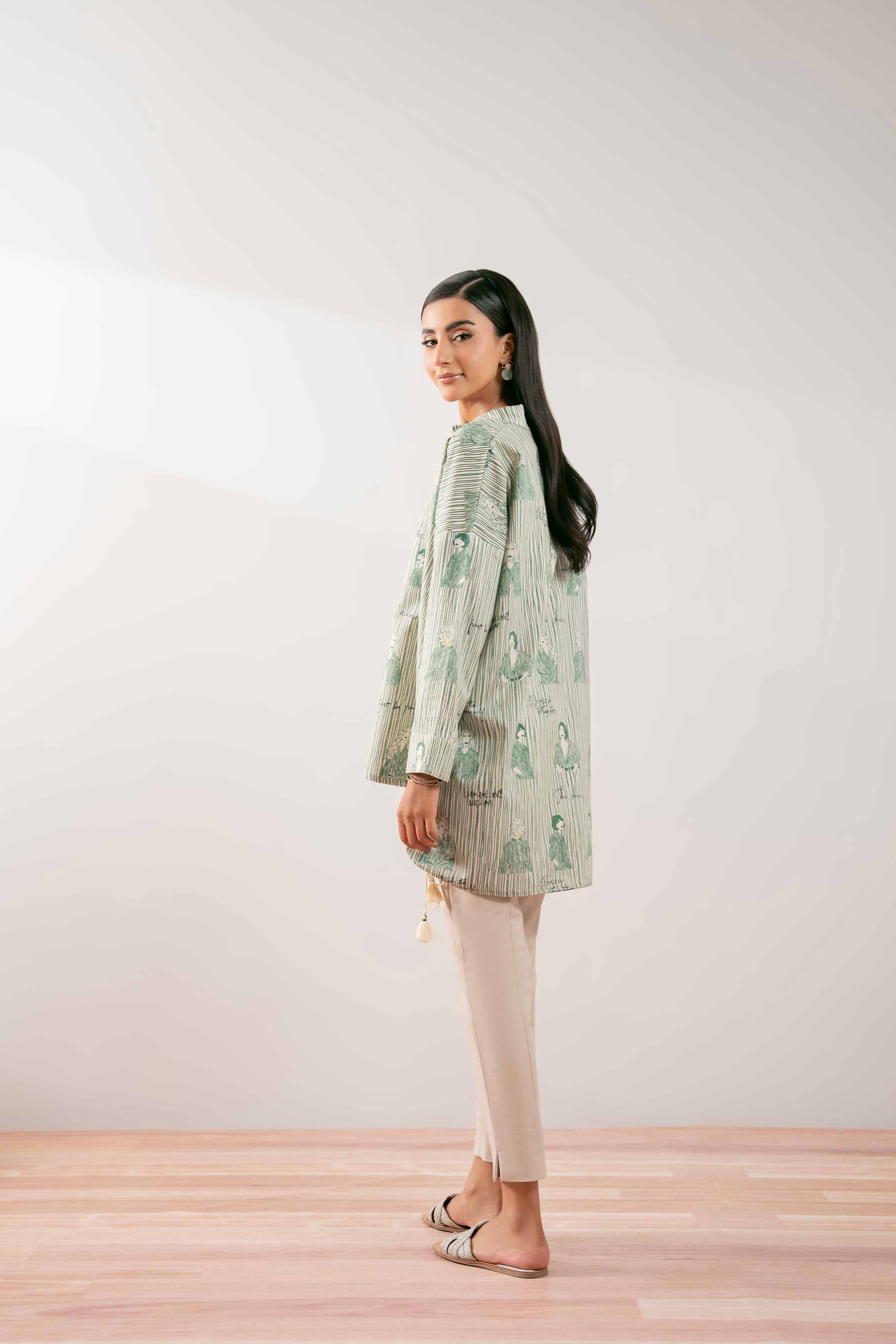 NishatUK - Off White Printed  Lawn 1-piece ready to wear Tunic
