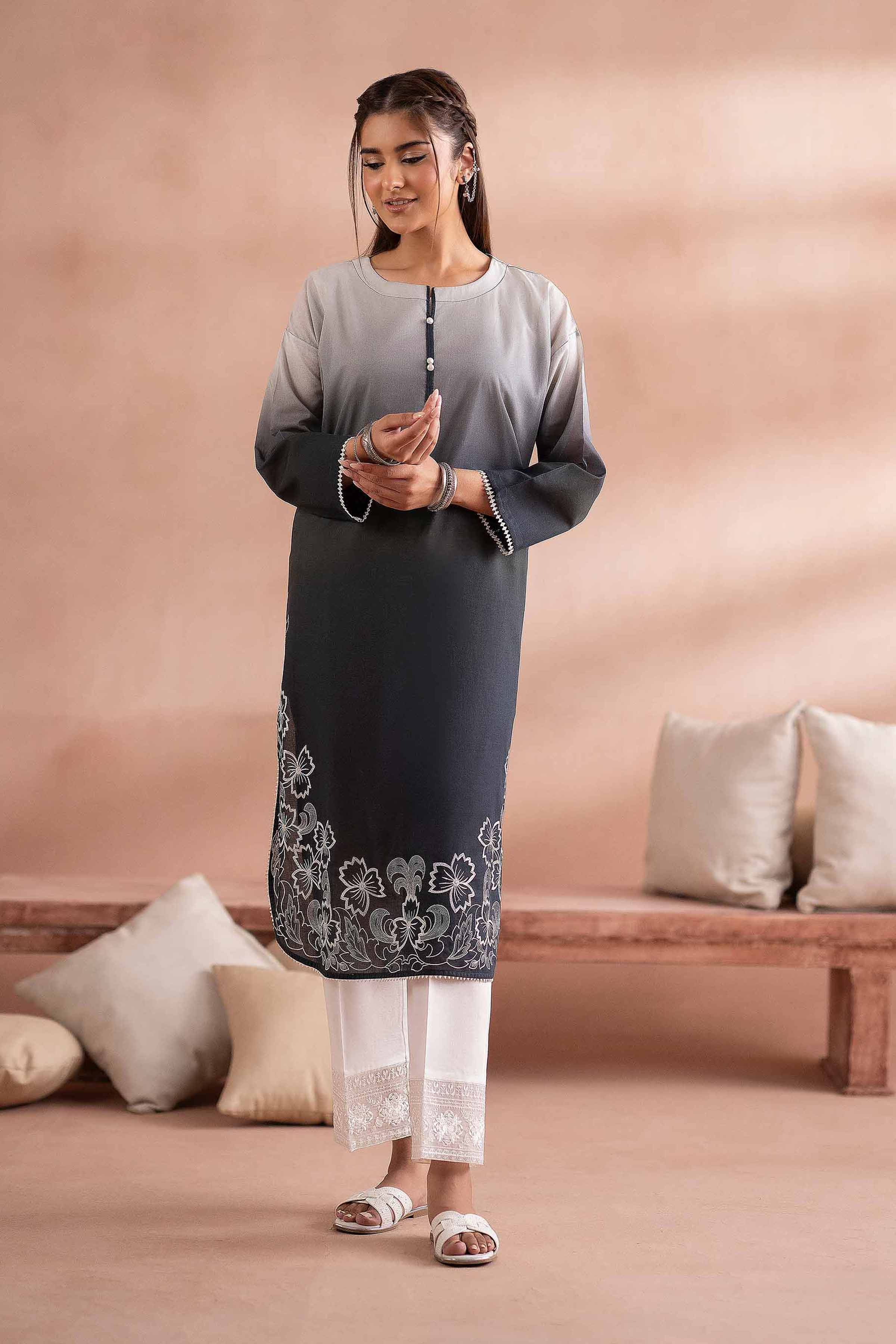 NishatUK - Black Embroidered Lawn 1-piece ready to wear Shirt