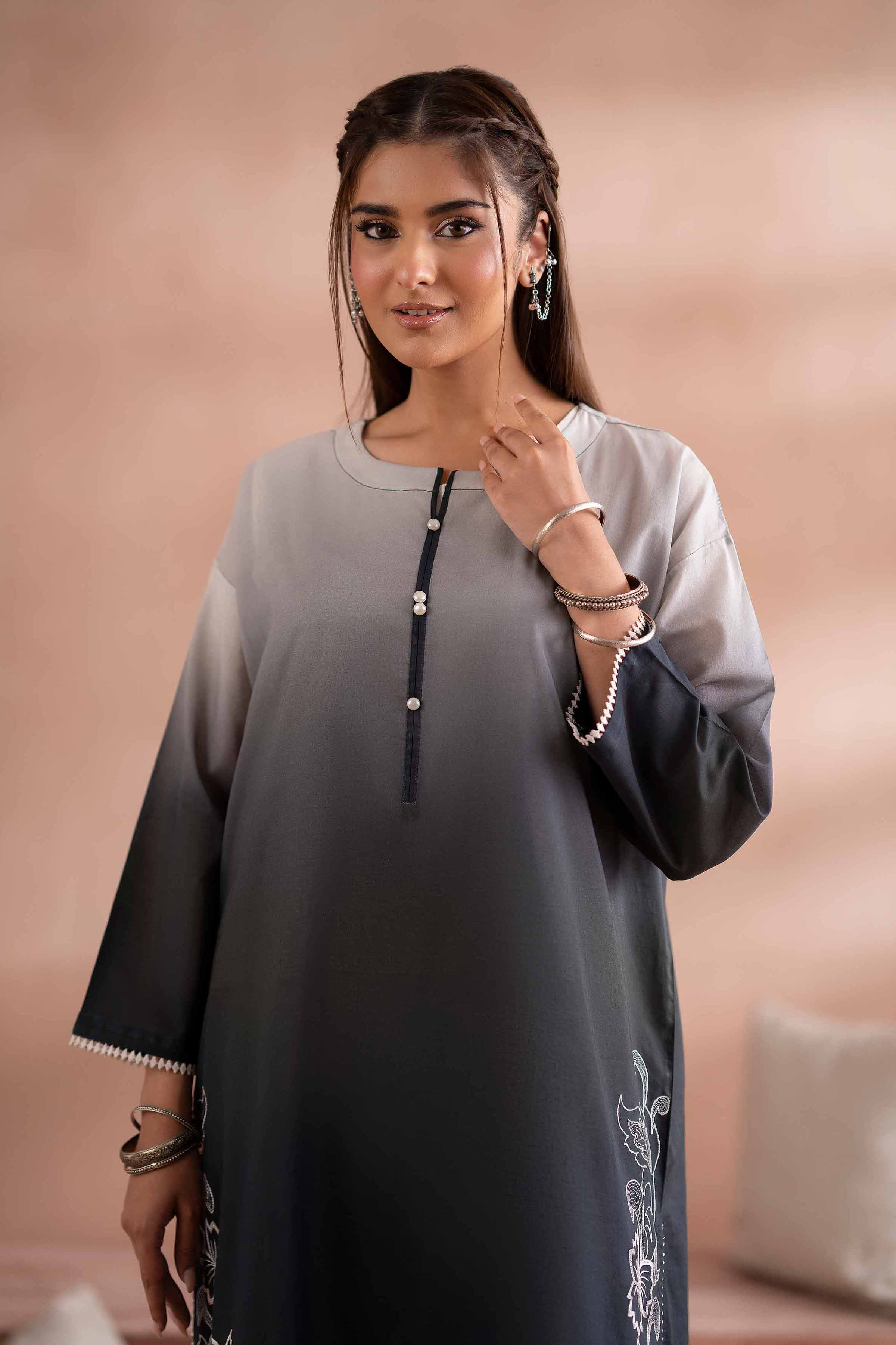 NishatUK - Black Embroidered Lawn 1-piece ready to wear Shirt