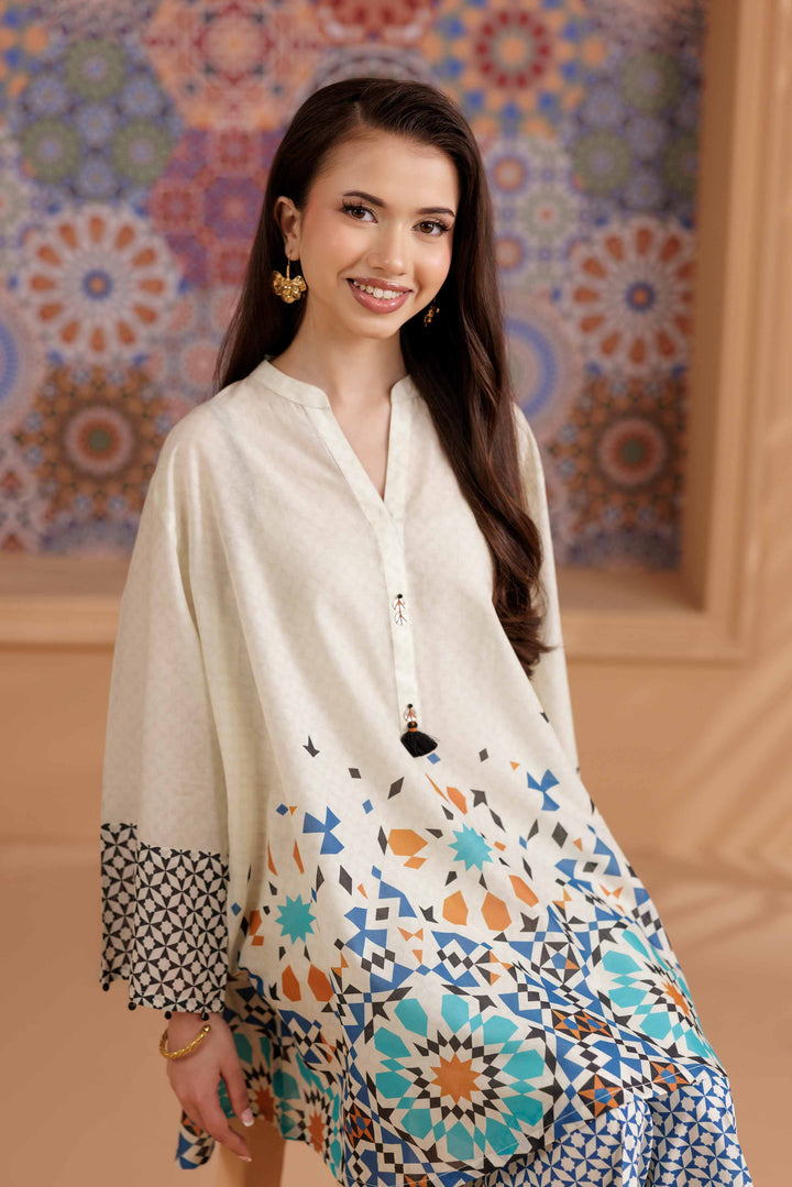 NishatUK - Beige Printed  Lawn 2-piece ready to wear Dress