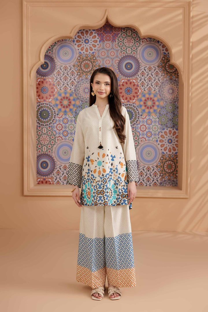 NishatUK - Beige Printed  Lawn 2-piece ready to wear Dress