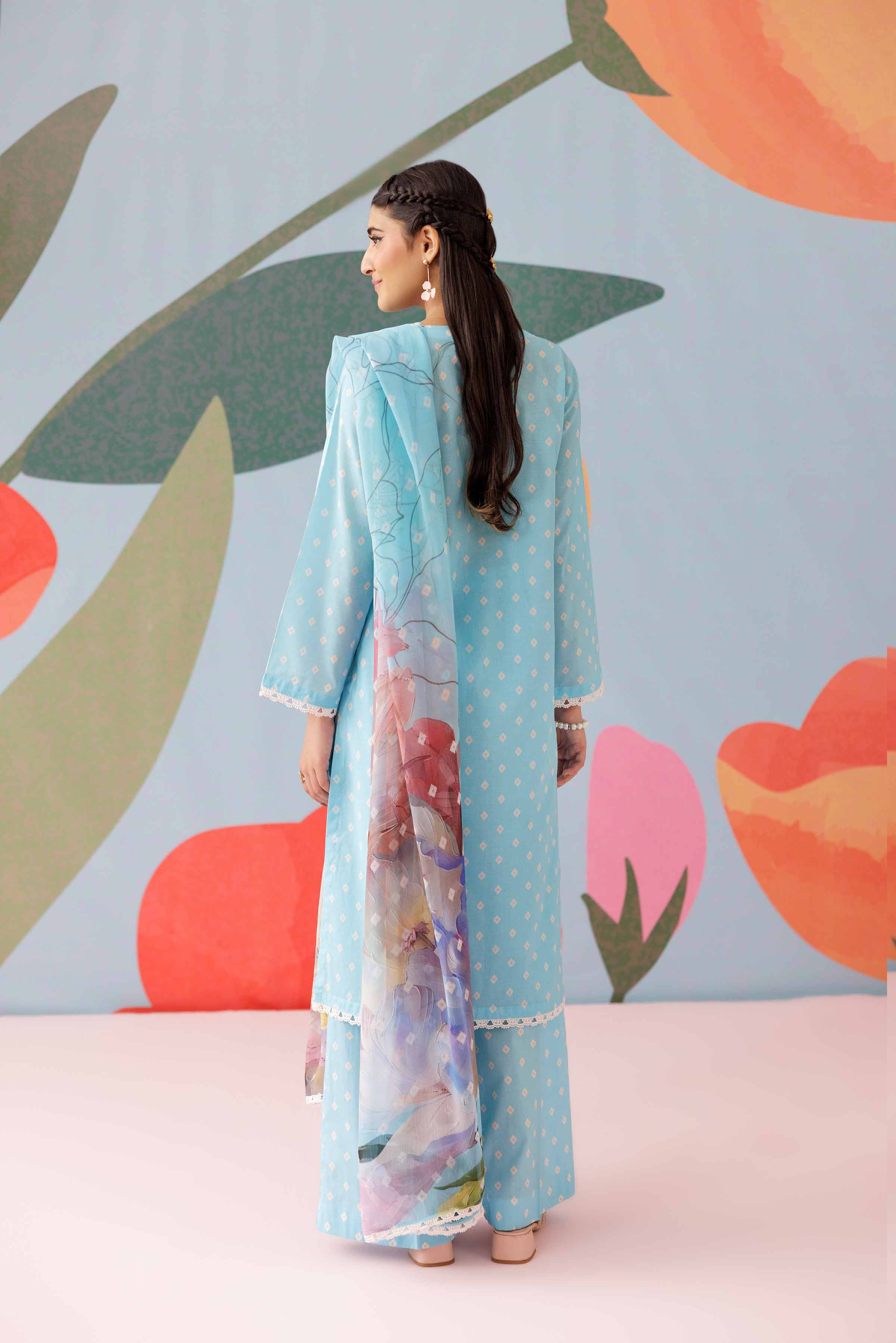 NishatUK - Sky Blue Printed  Cambric 3-piece ready to wear Suit