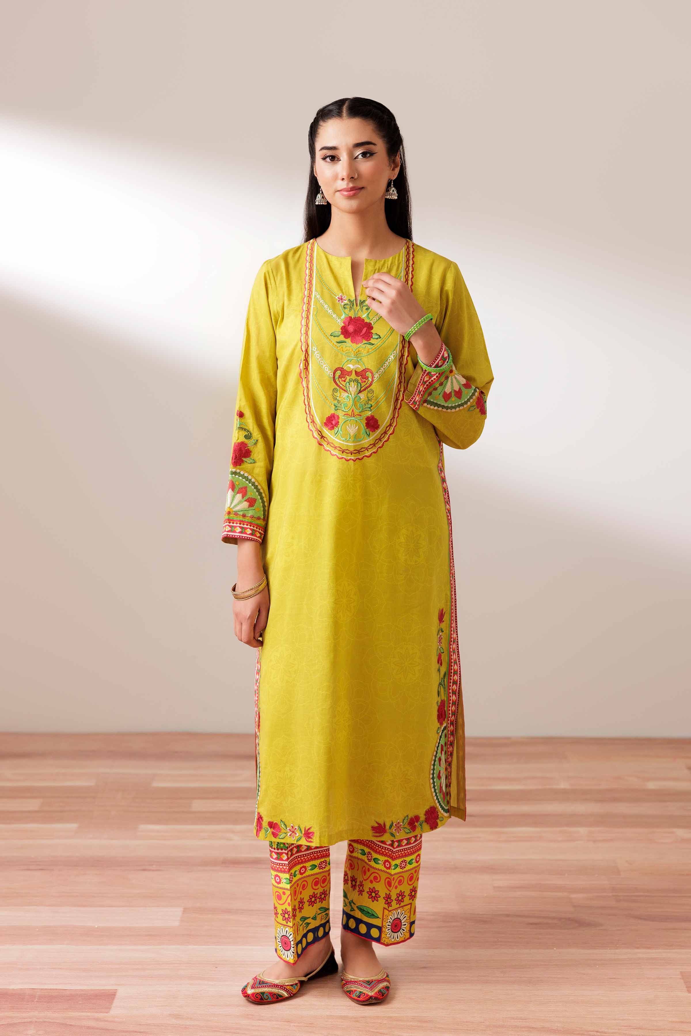 NishatUK - Yellow Embroidered Lawn 2-piece ready to wear Dress