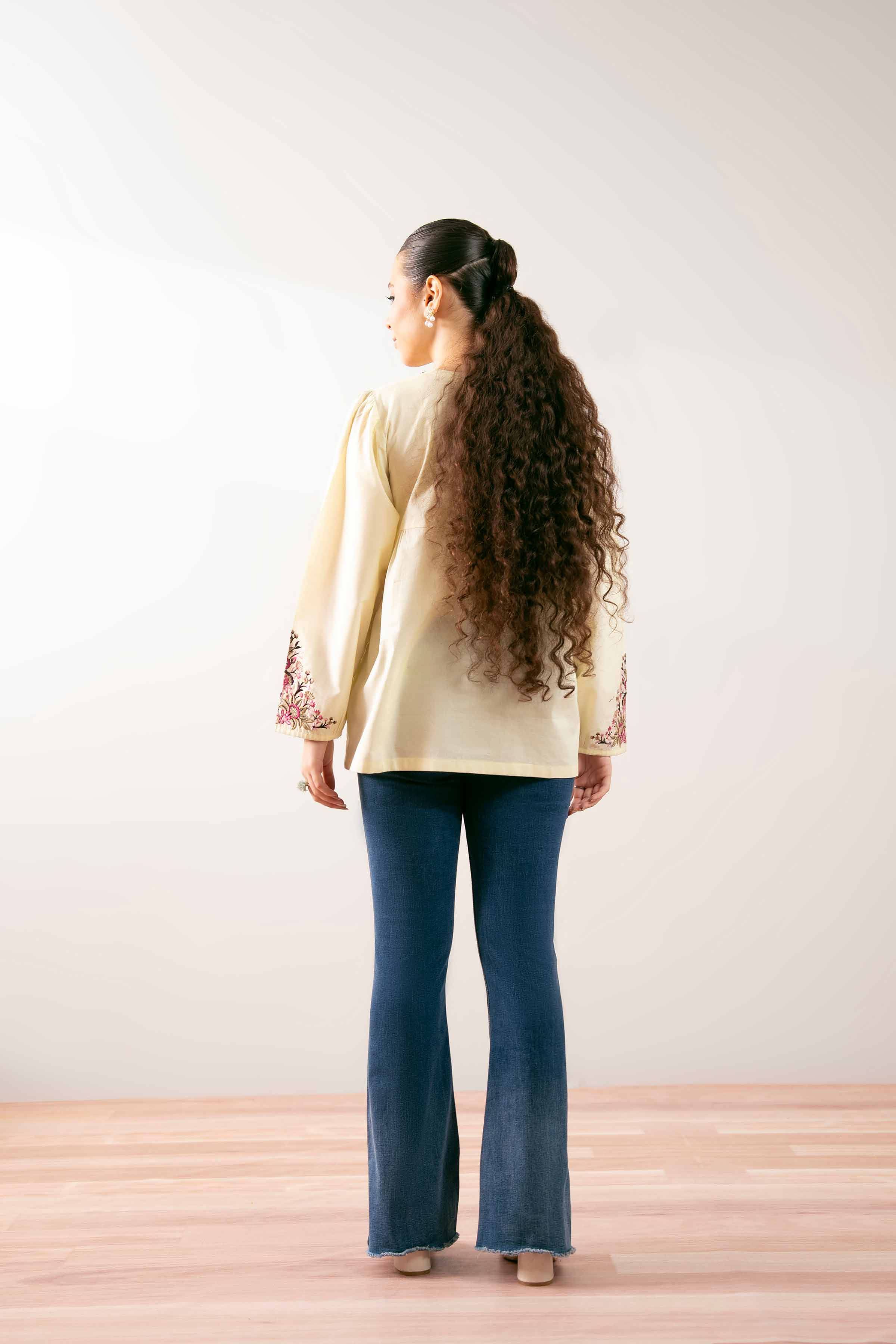 NishatUK - Yellow Embroidered Cambric 1-piece ready to wear Tunic