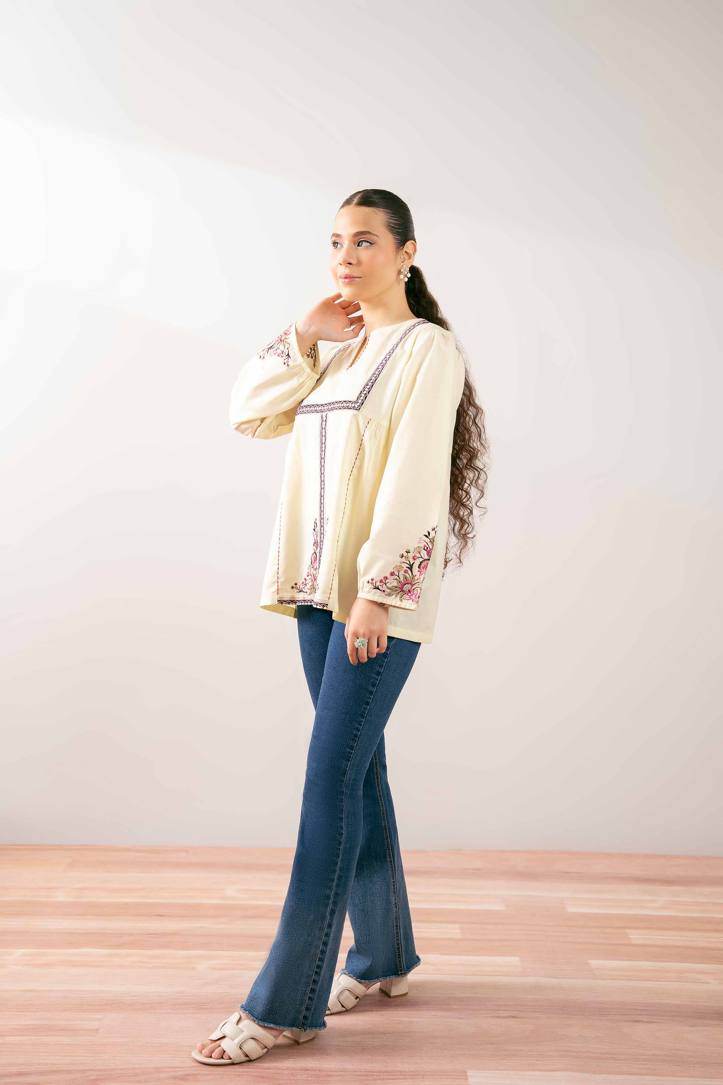 NishatUK - Yellow Embroidered Cambric 1-piece ready to wear Tunic