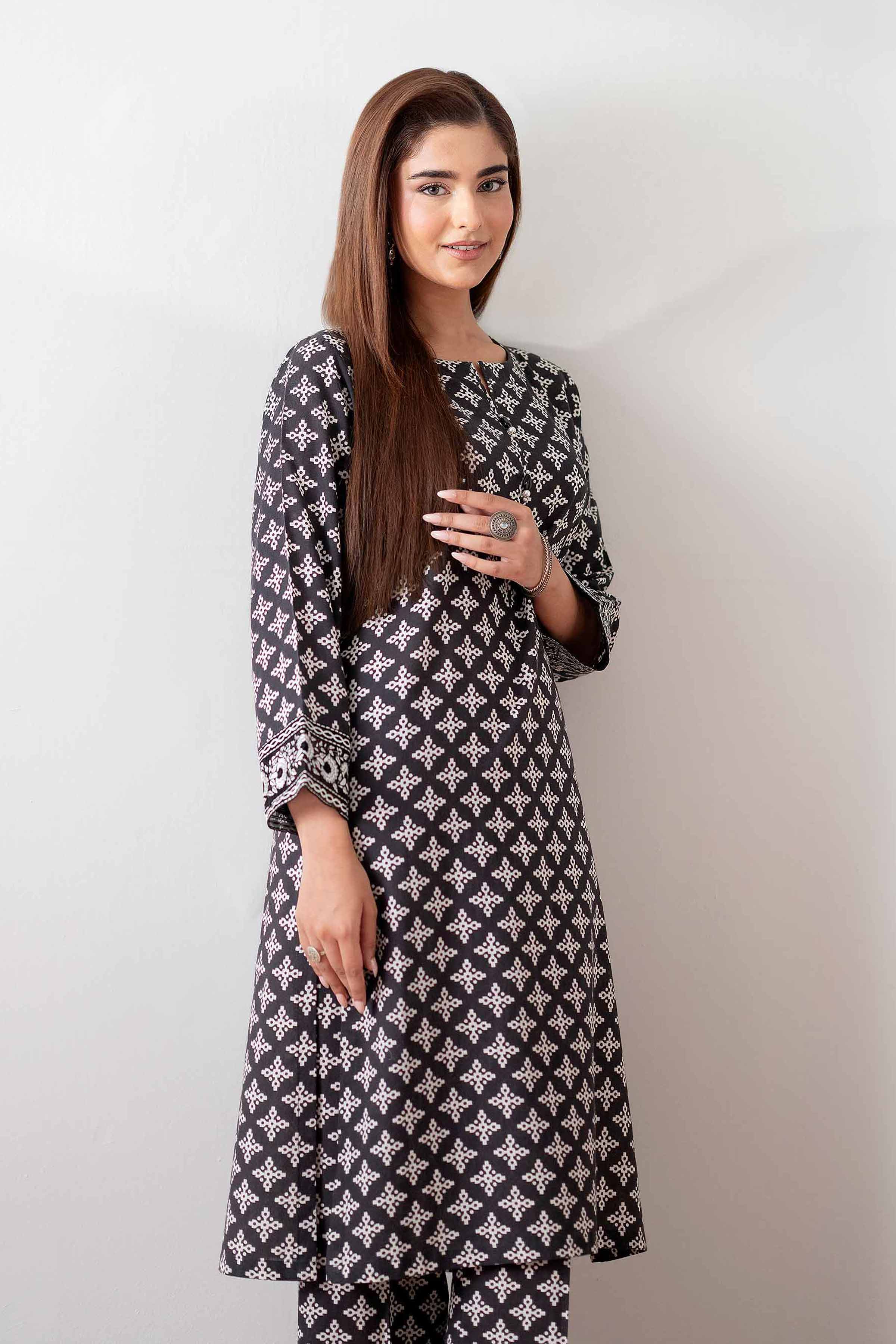 NishatUK - Black Embroidered Cambric 2-piece ready to wear Dress