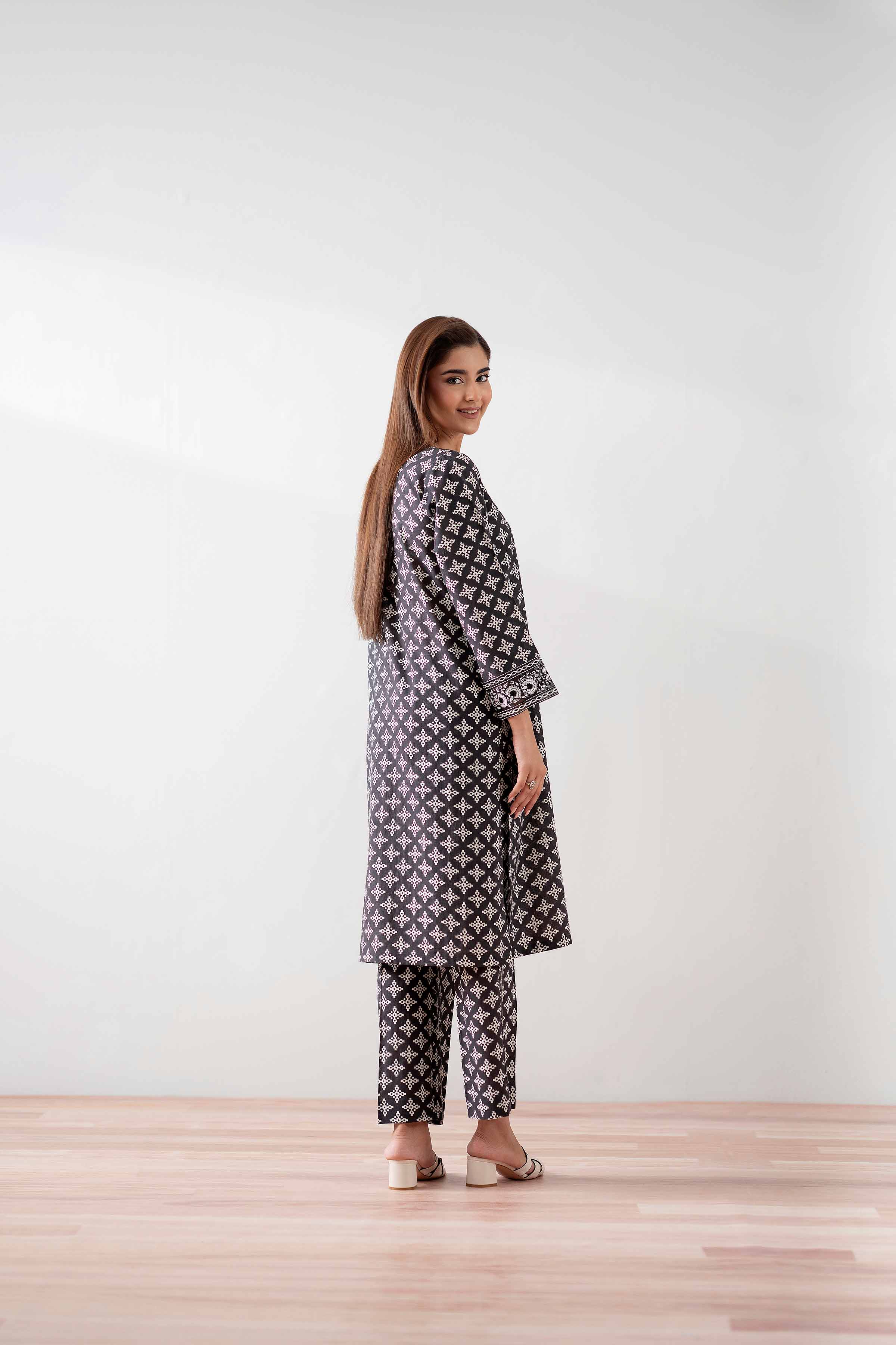 NishatUK - Black Embroidered Cambric 2-piece ready to wear Dress