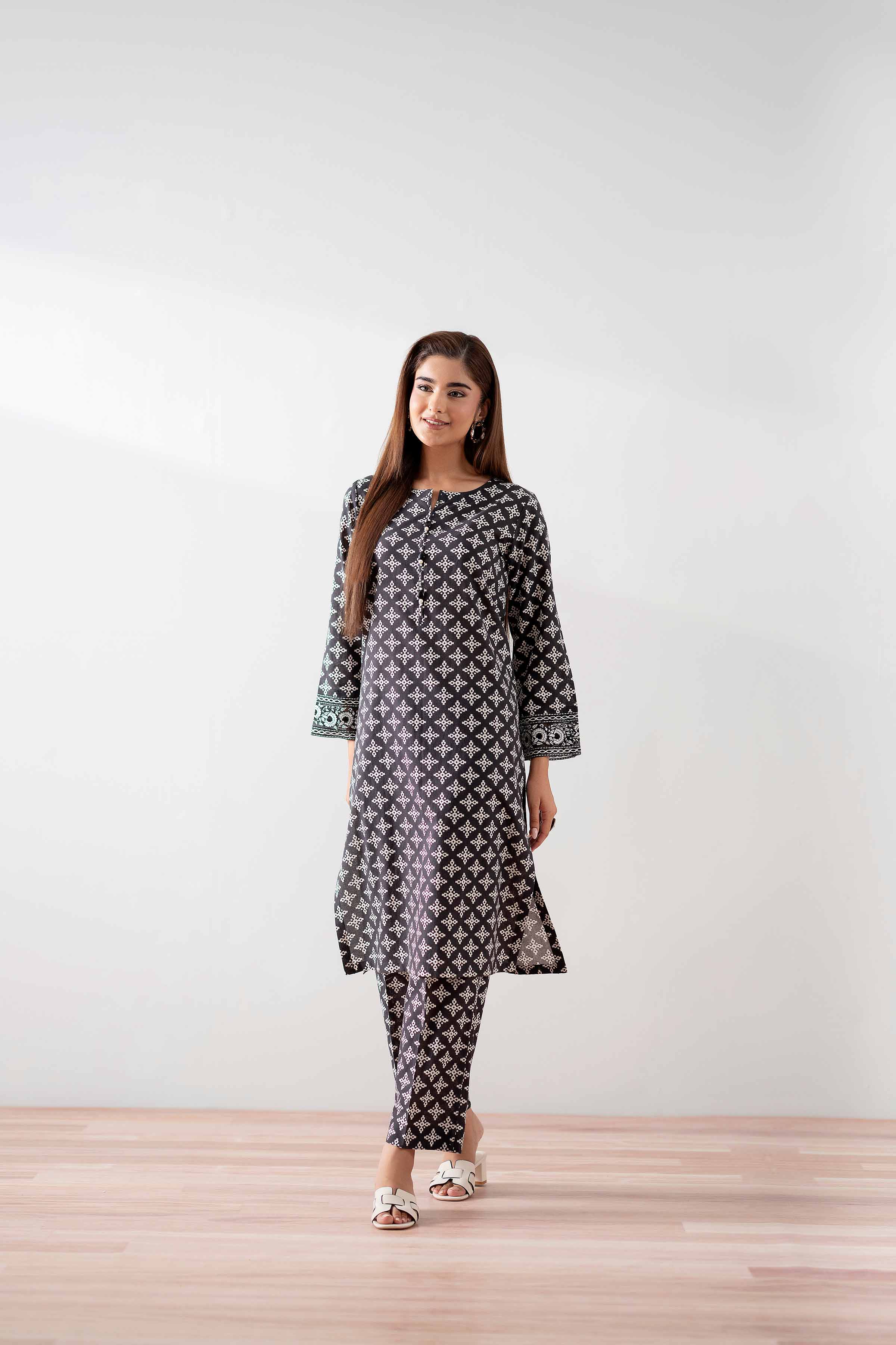 NishatUK - Black Embroidered Cambric 2-piece ready to wear Dress