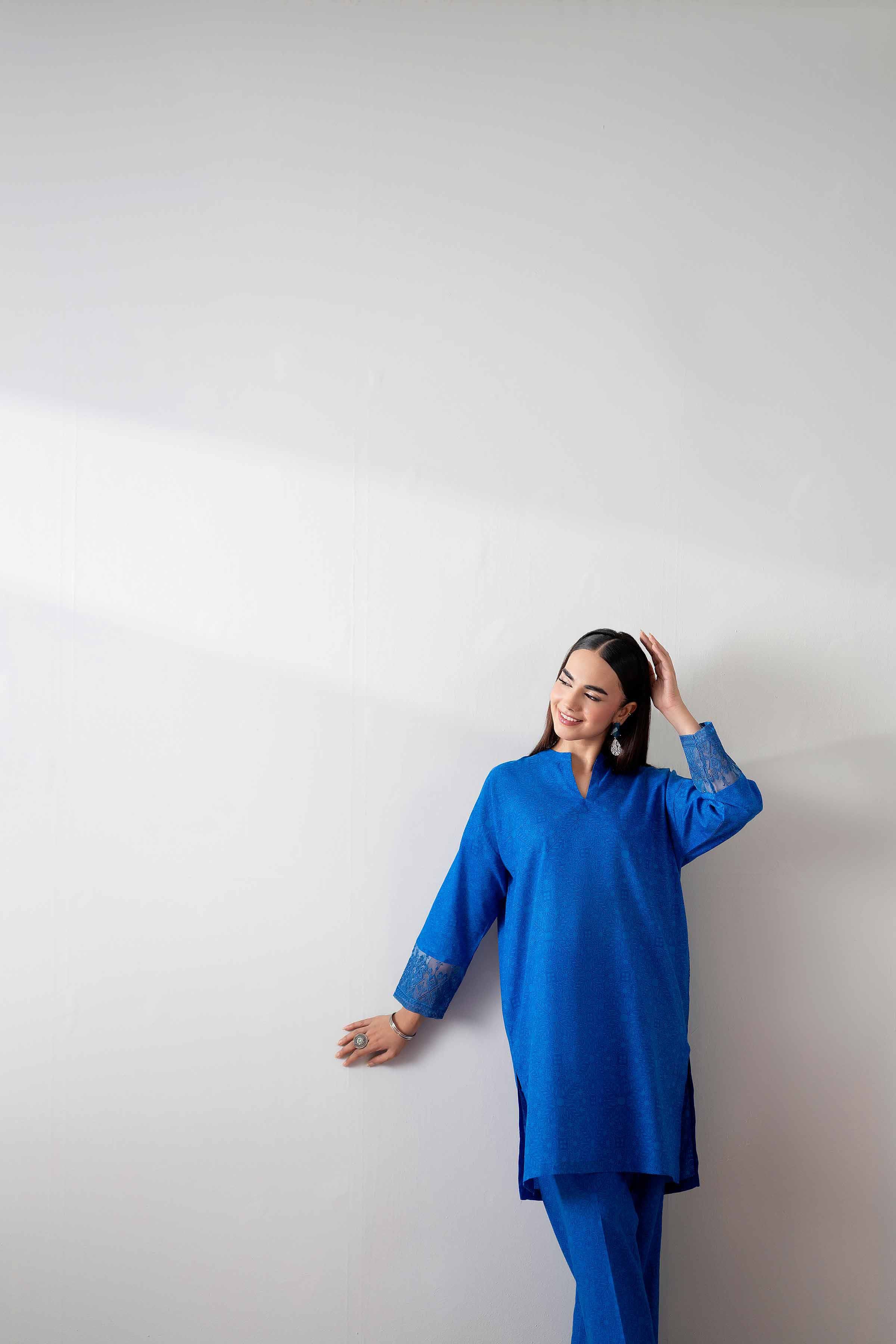 NishatUK - Blue Embroidered Cambric 2-piece ready to wear Dress