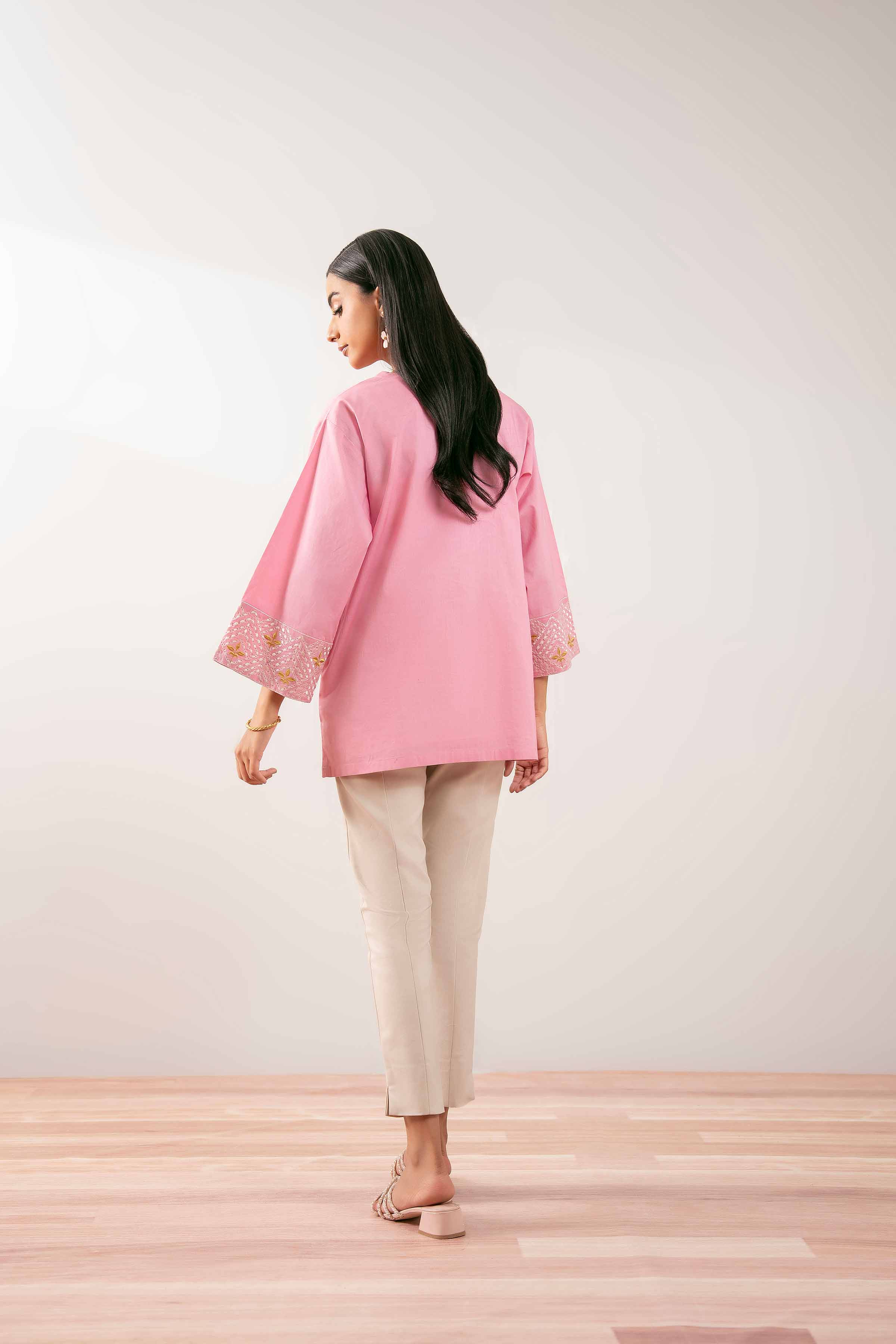 NishatUK - Pink Embroidered Cambric 1-piece ready to wear Tunic
