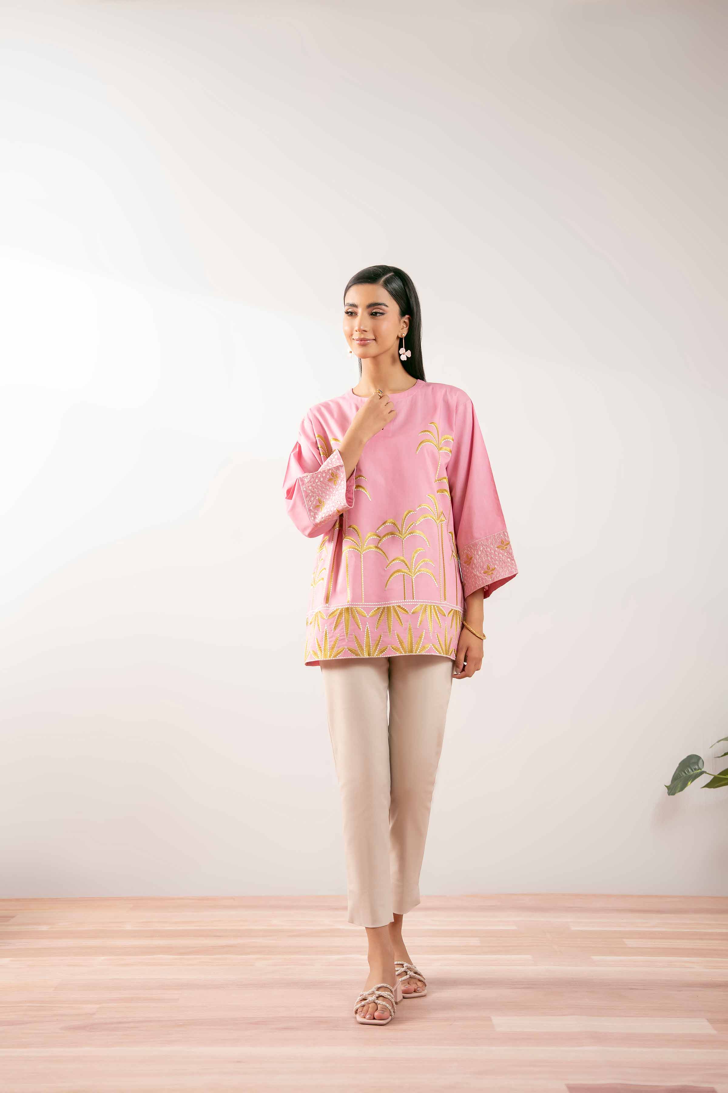 NishatUK - Pink Embroidered Cambric 1-piece ready to wear Tunic