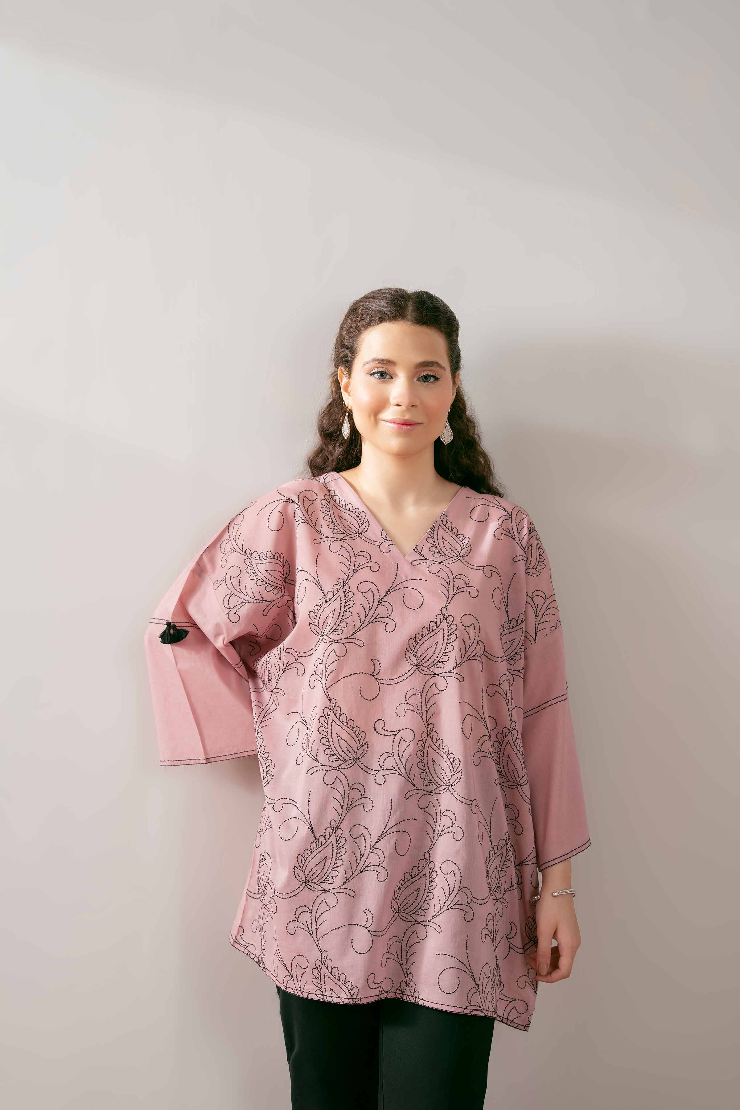 NishatUK - Pink Embroidered Cambric 1-piece ready to wear Tunic
