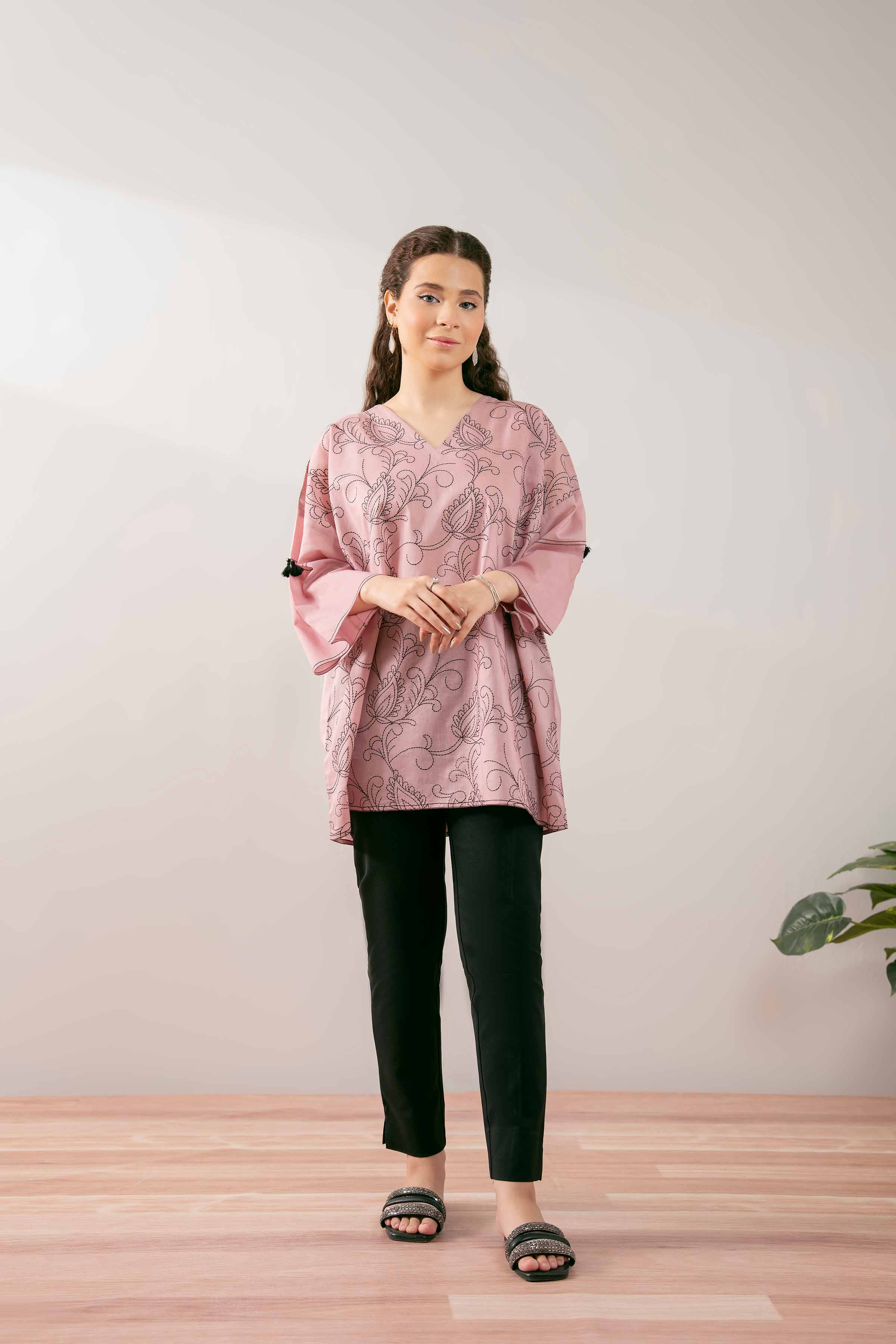 NishatUK - Pink Embroidered Cambric 1-piece ready to wear Tunic
