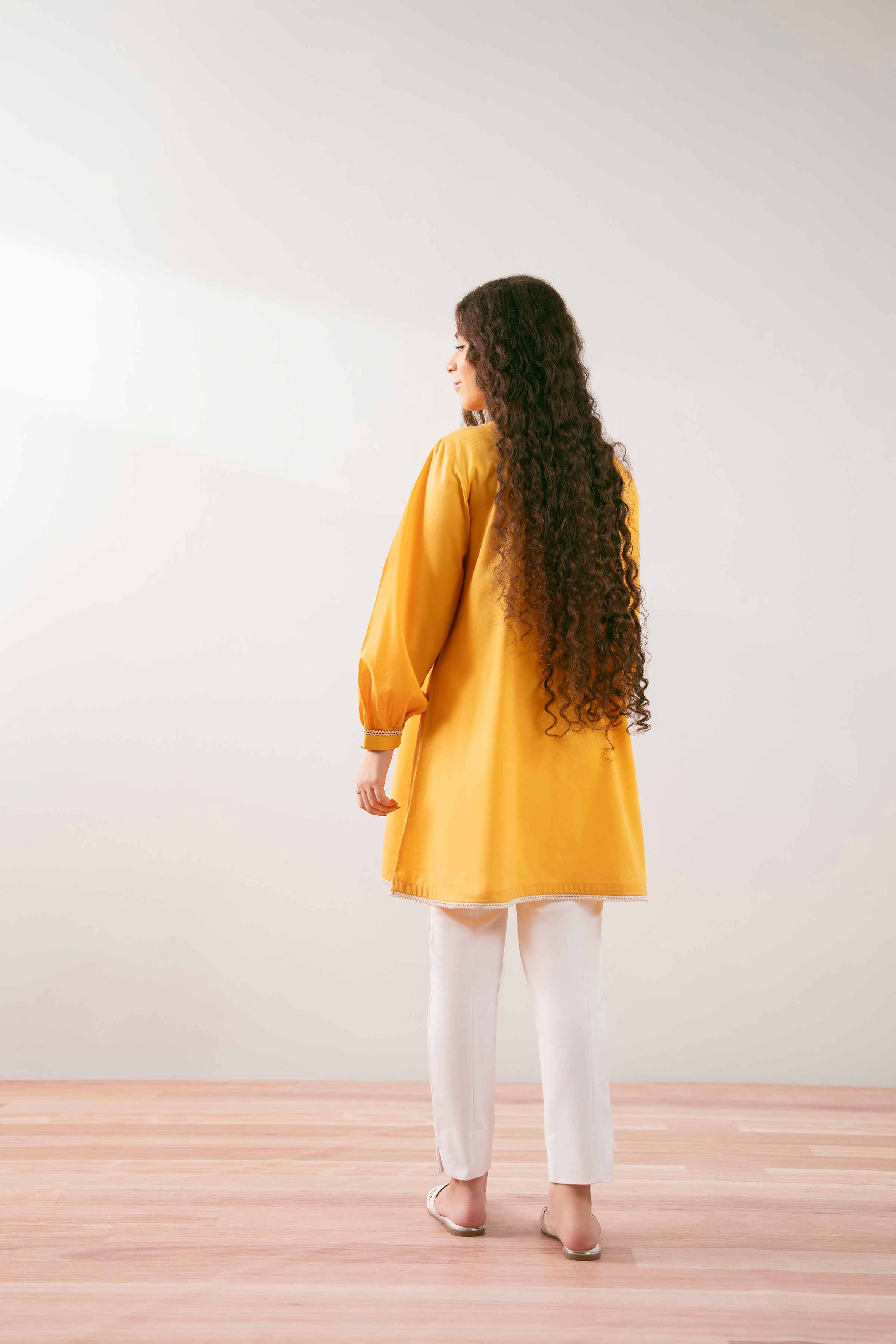 NishatUK - Yellow Embroidered Cambric 1-piece ready to wear Tunic