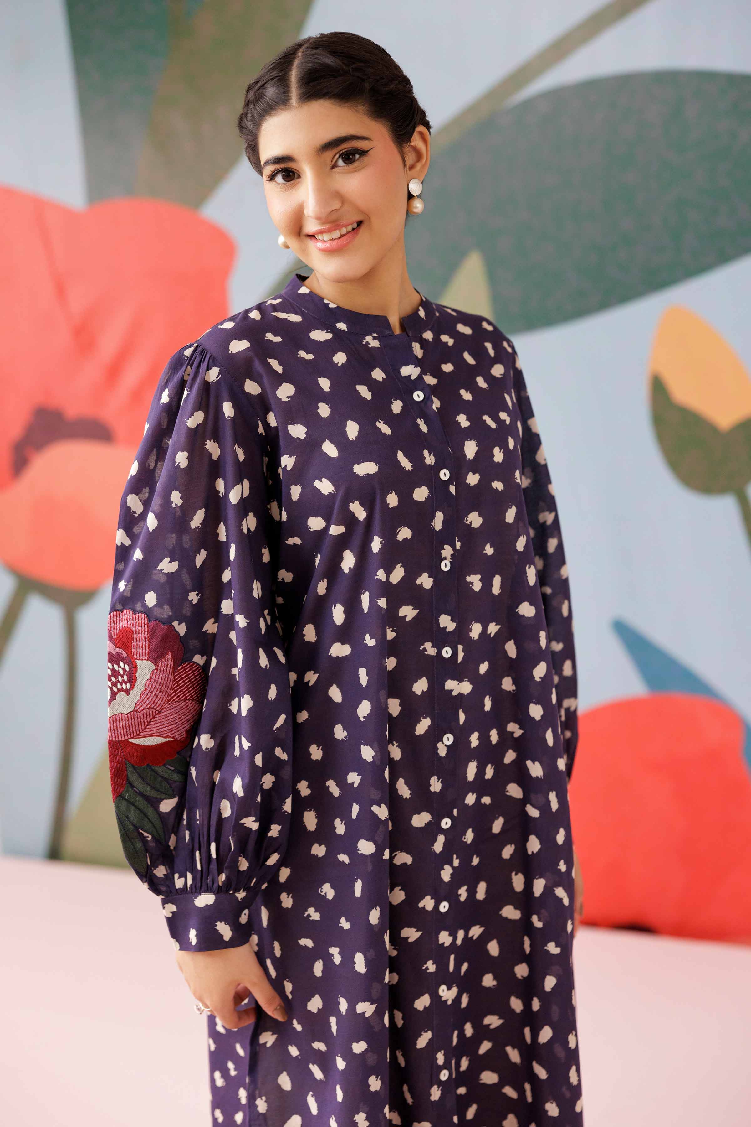 NishatUK - Blue Embroidered Lawn 1-piece ready to wear Shirt
