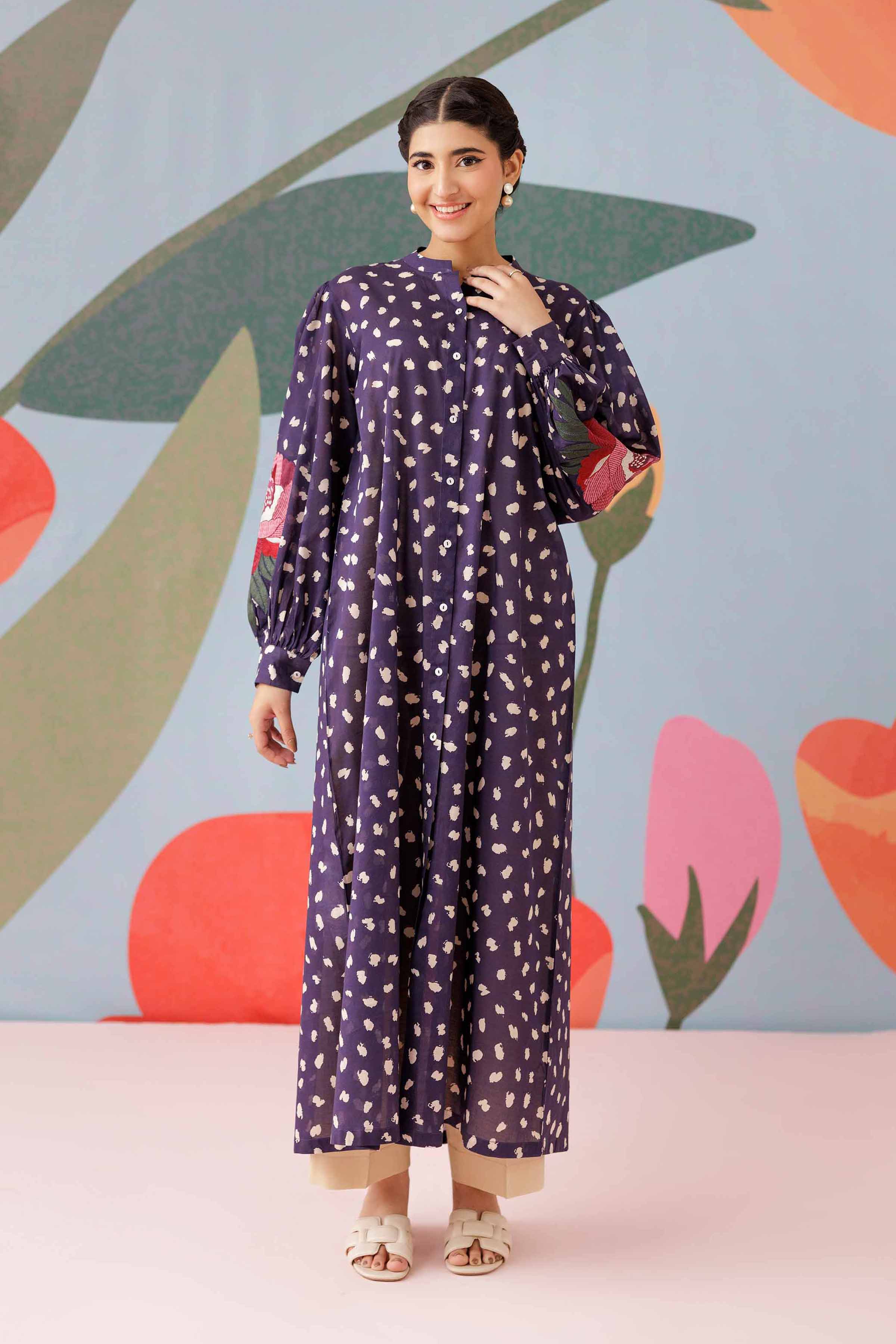 NishatUK - Blue Embroidered Lawn 1-piece ready to wear Shirt