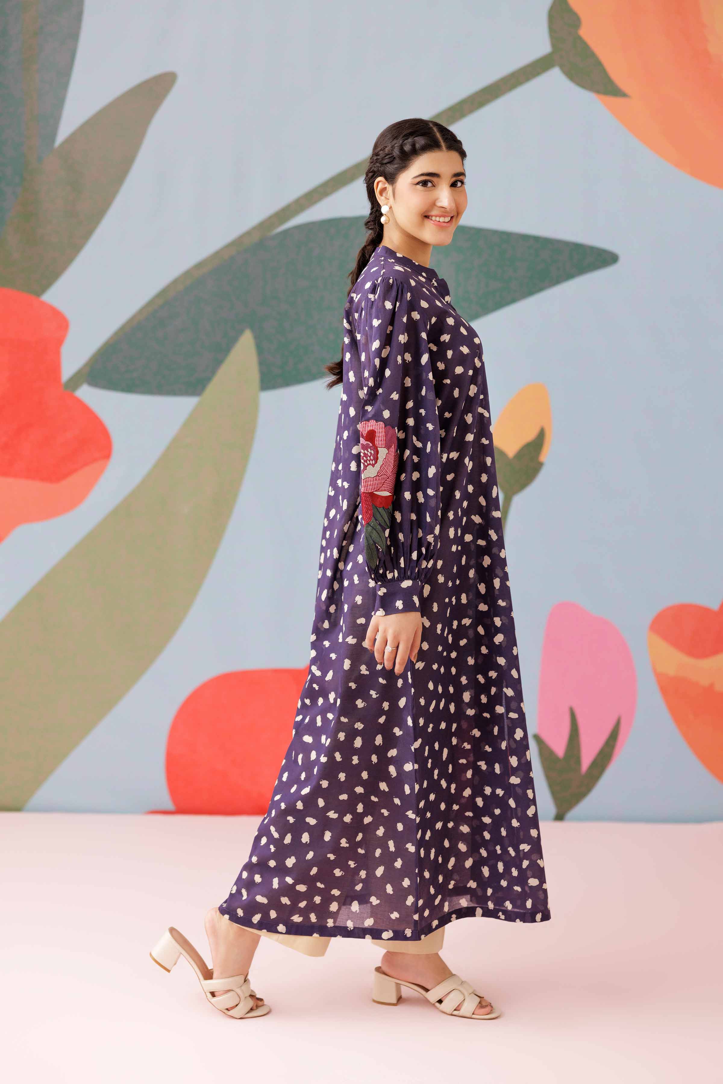 NishatUK - Blue Embroidered Lawn 1-piece ready to wear Shirt