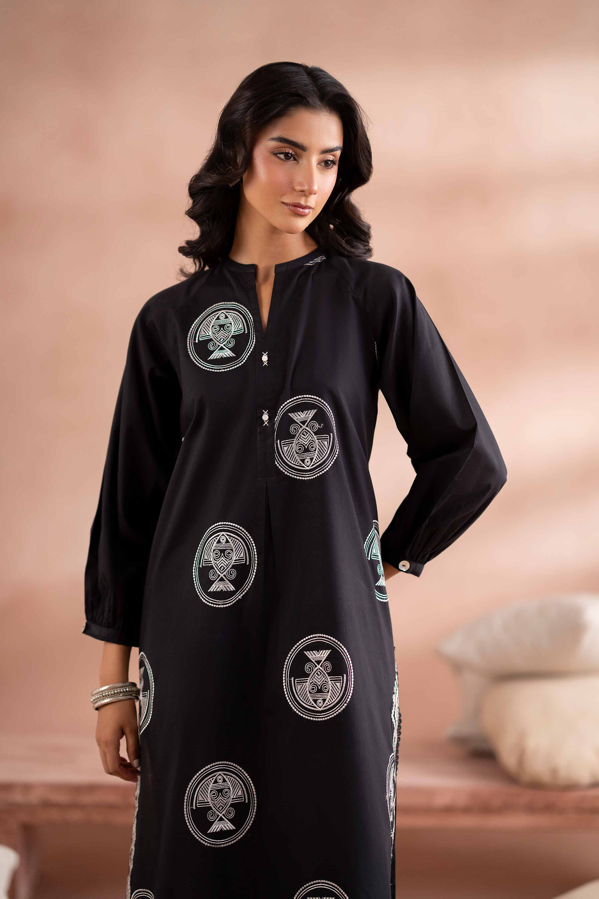NishatUK - Black Embroidered Lawn 1-piece ready to wear Shirt