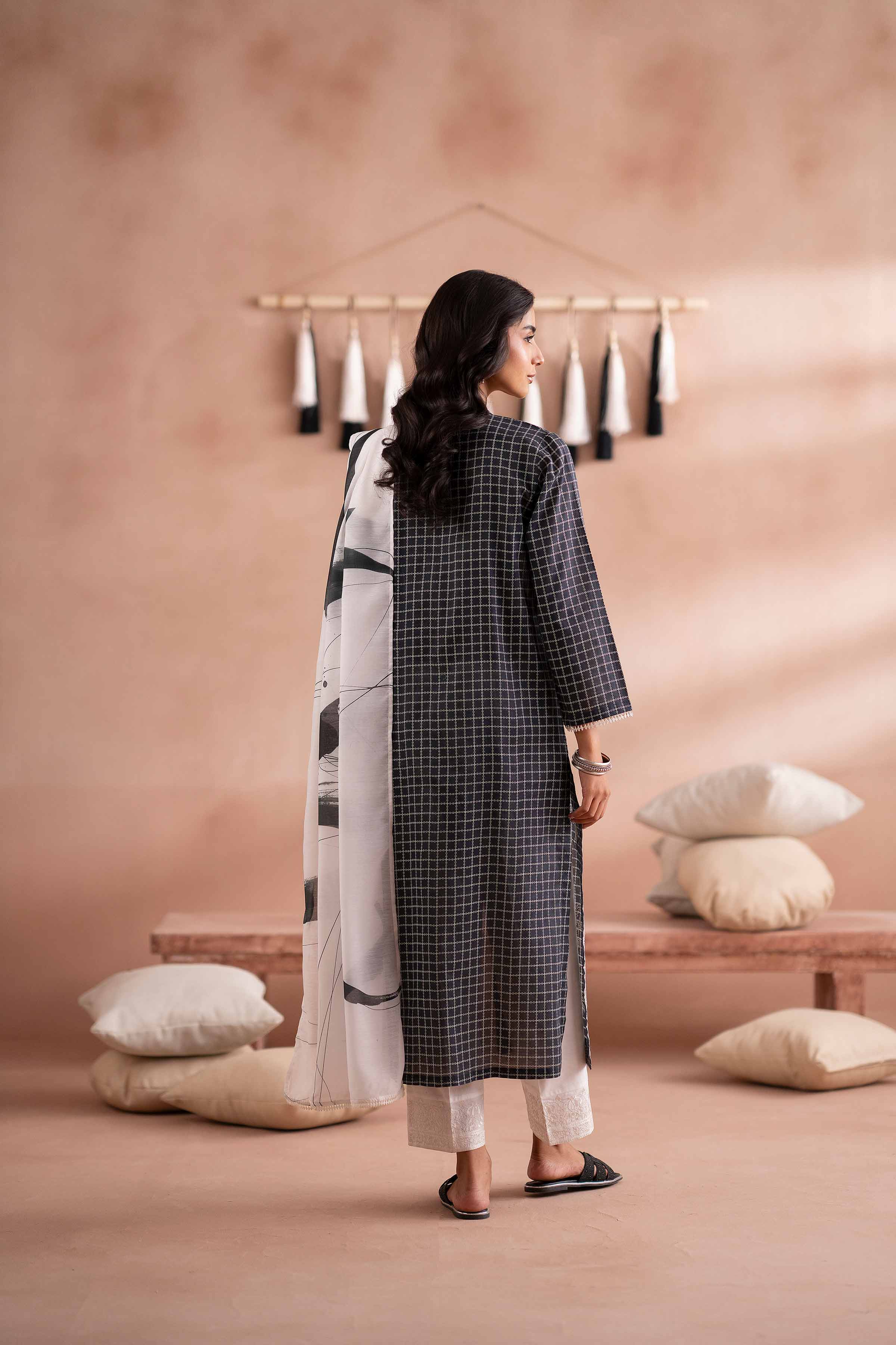 NishatUK - Black Embroidered Lawn 2-piece ready to wear Dress